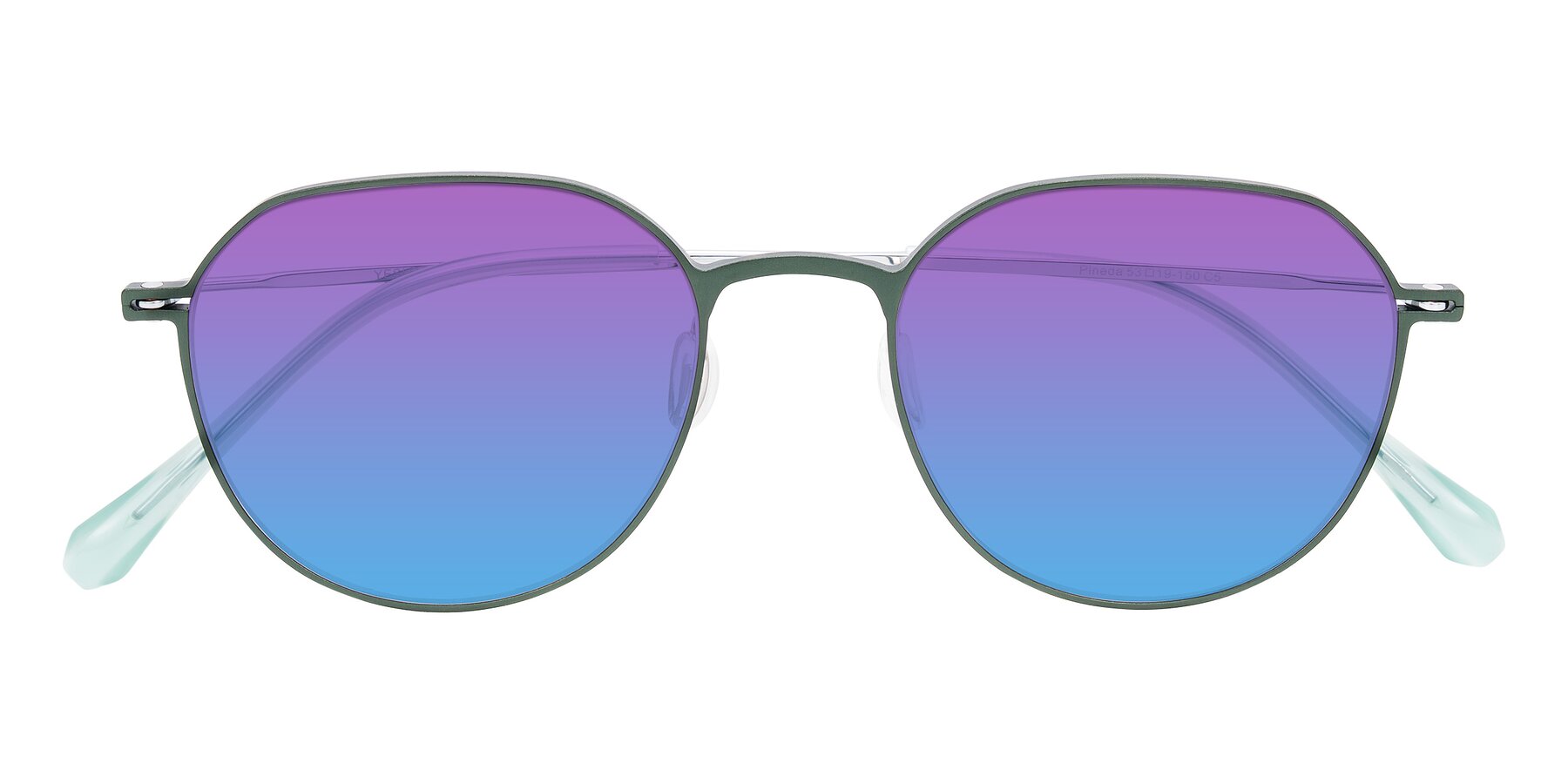 Folded Front of Pineda in Dark Green/Silver with Purple / Blue Gradient Lenses