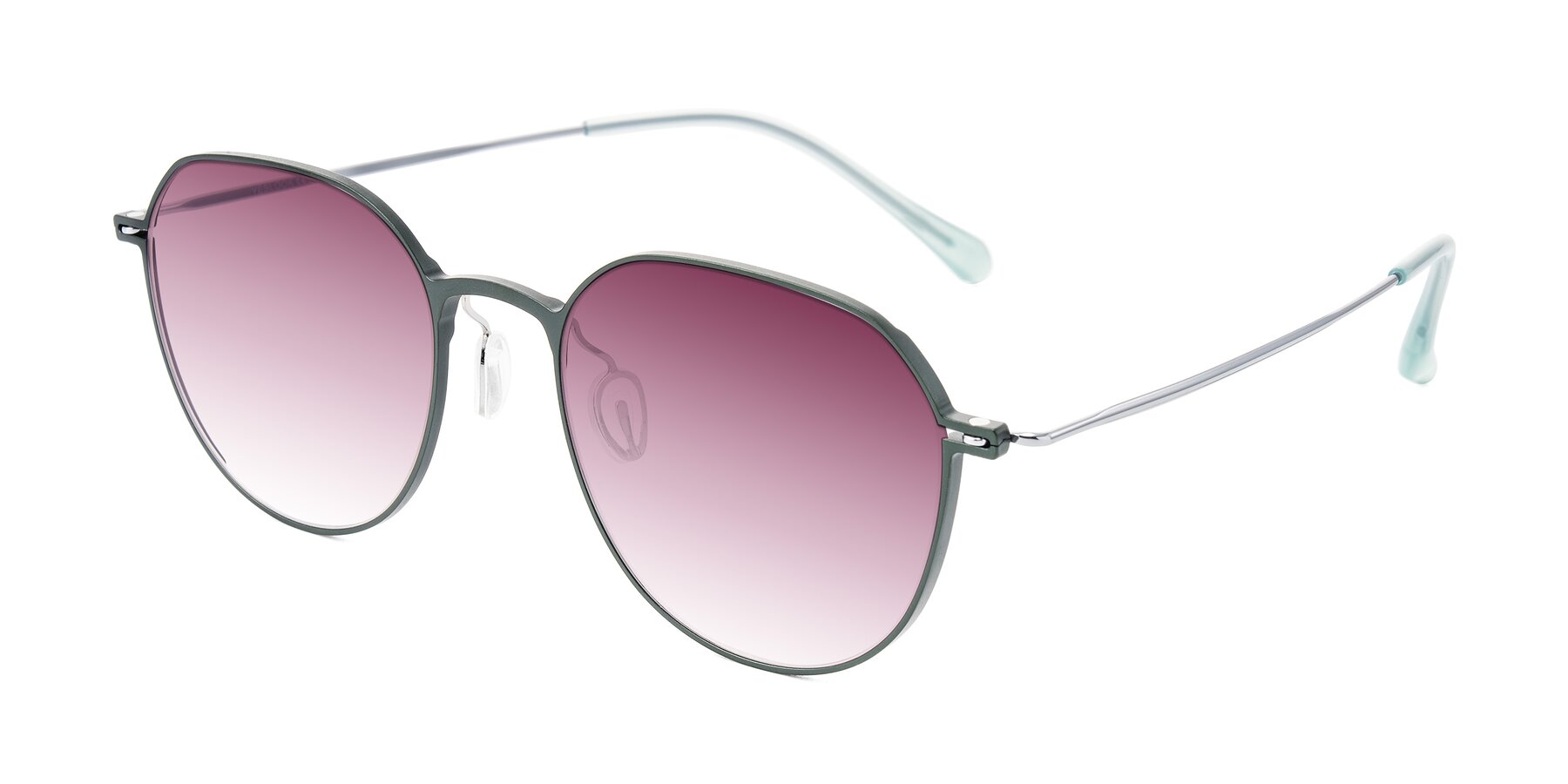 Angle of Pineda in Dark Green/Silver with Wine Gradient Lenses