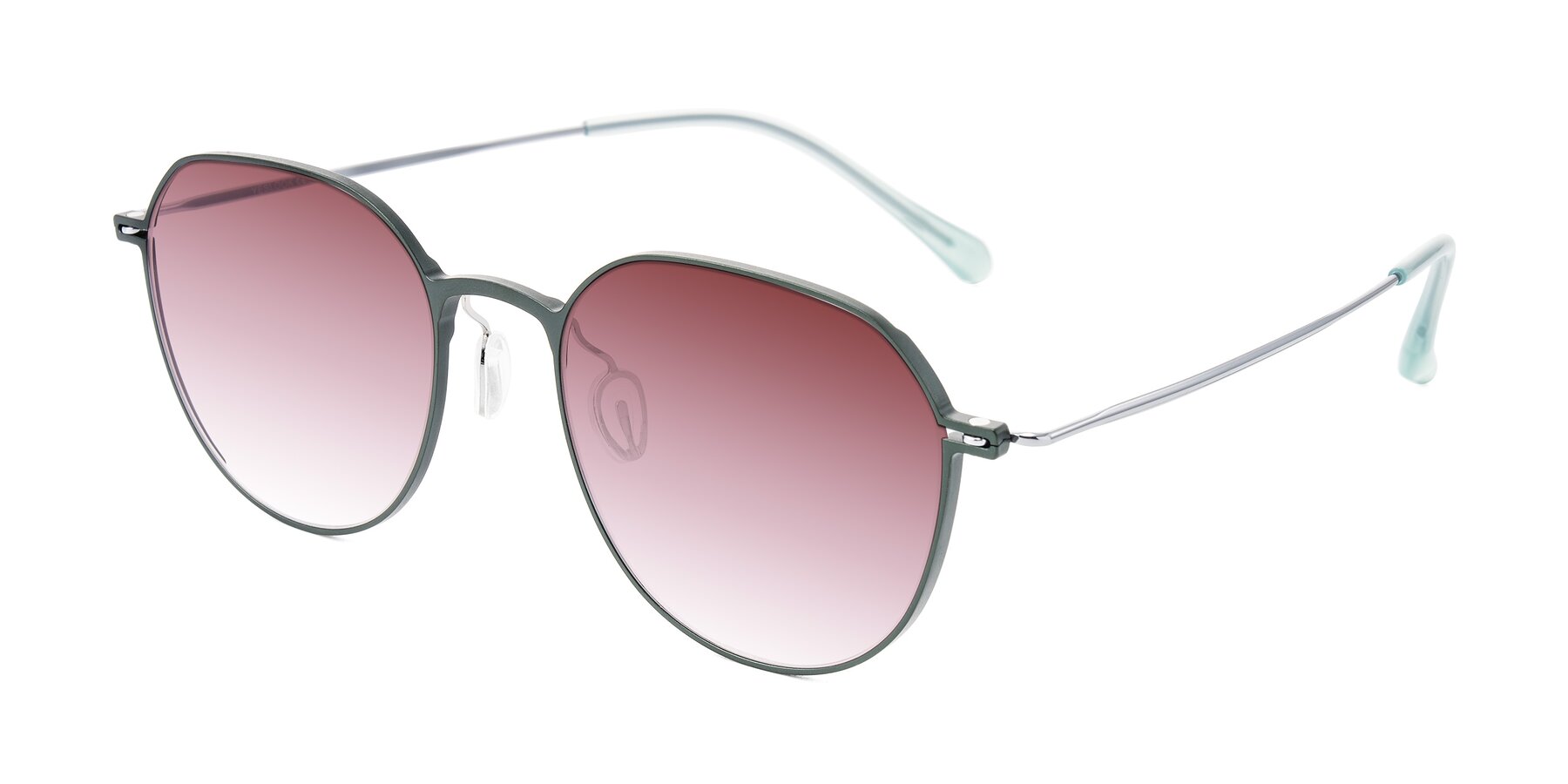 Angle of Pineda in Dark Green/Silver with Garnet Gradient Lenses