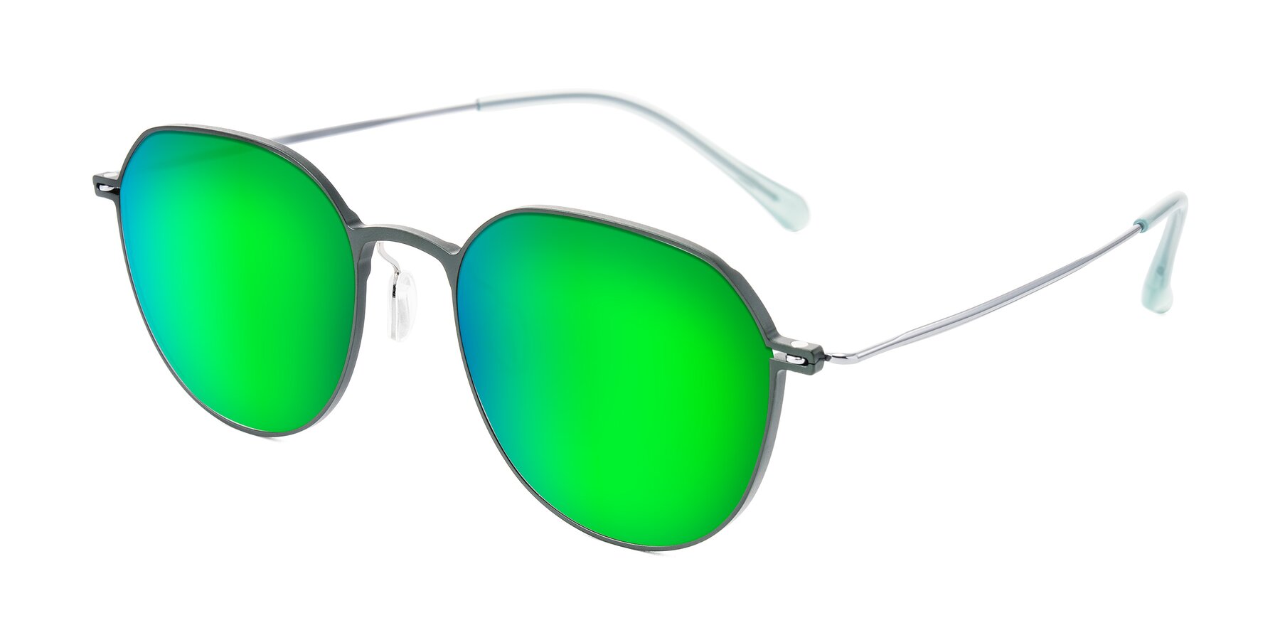 Angle of Pineda in Dark Green/Silver with Green Mirrored Lenses