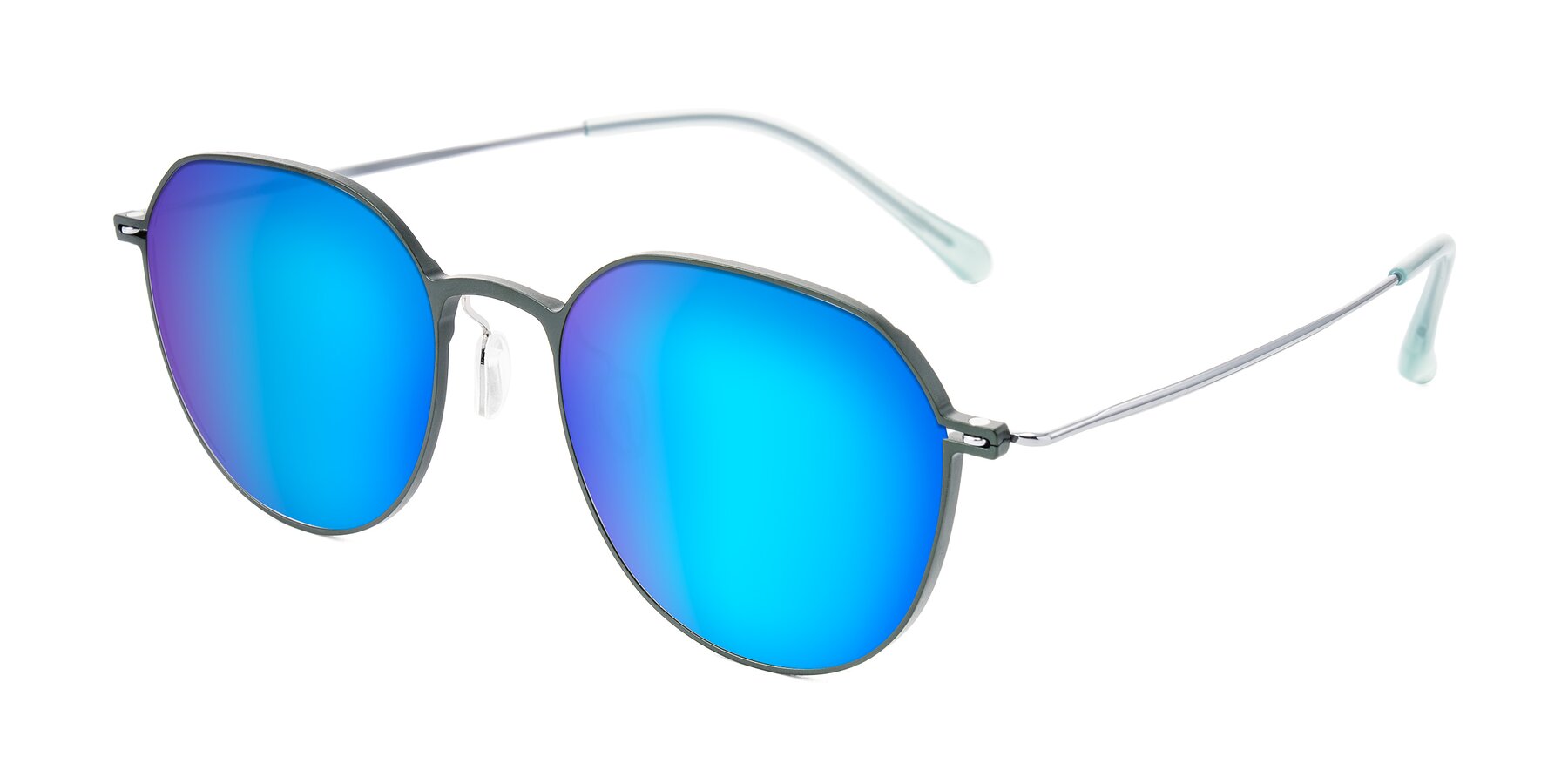 Angle of Pineda in Dark Green/Silver with Blue Mirrored Lenses