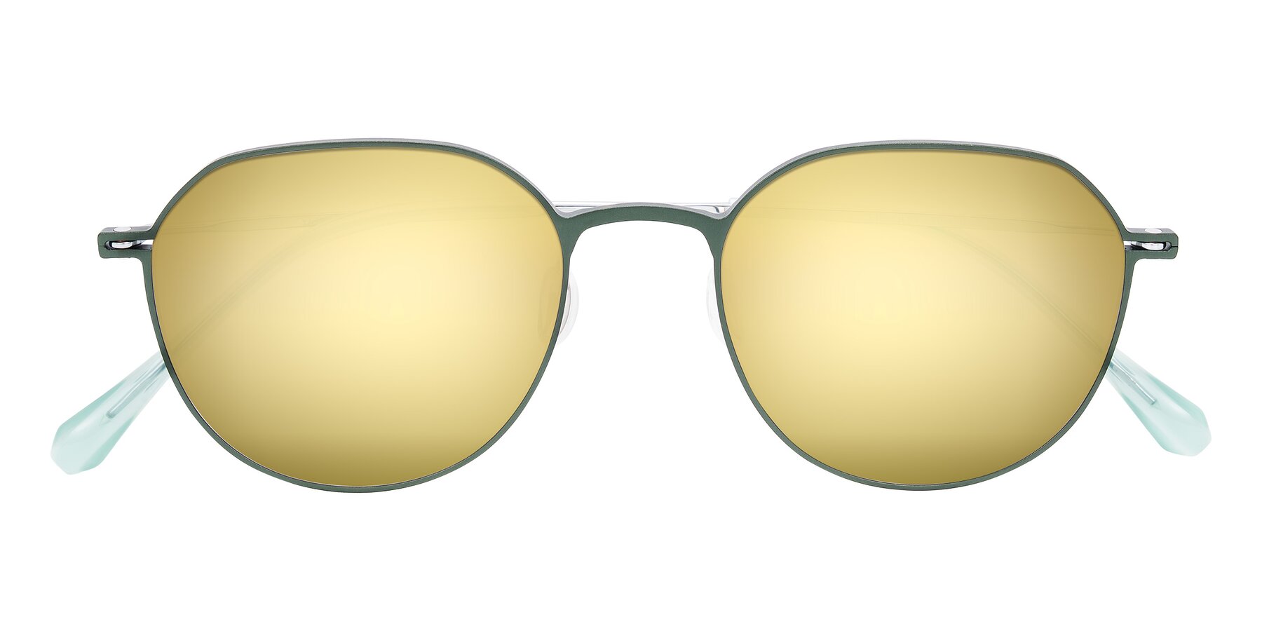 Folded Front of Pineda in Dark Green/Silver with Gold Mirrored Lenses