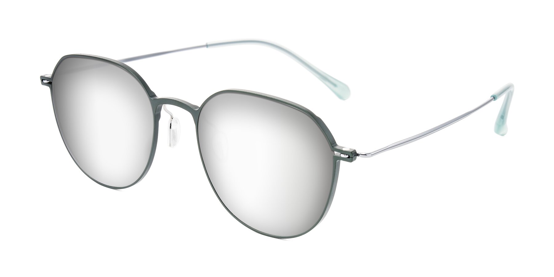 Angle of Pineda in Dark Green/Silver with Silver Mirrored Lenses