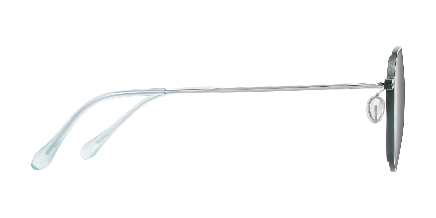 Side of Pineda in Dark Green/Silver with Silver Mirrored Lenses