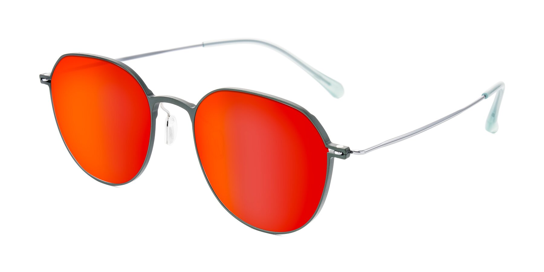 Angle of Pineda in Dark Green/Silver with Red Gold Mirrored Lenses