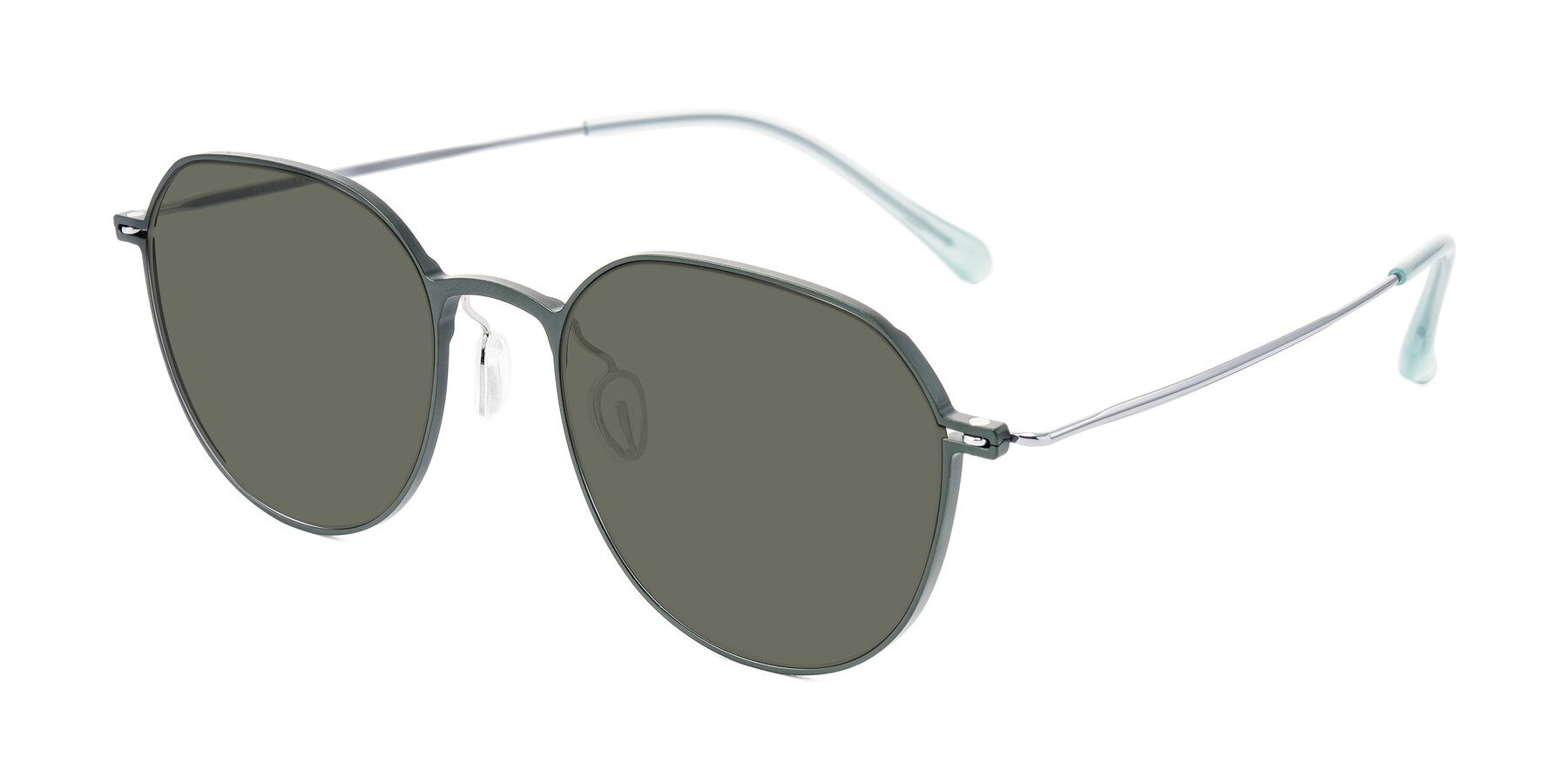 Angle of Pineda in Dark Green/Silver with Gray Polarized Lenses