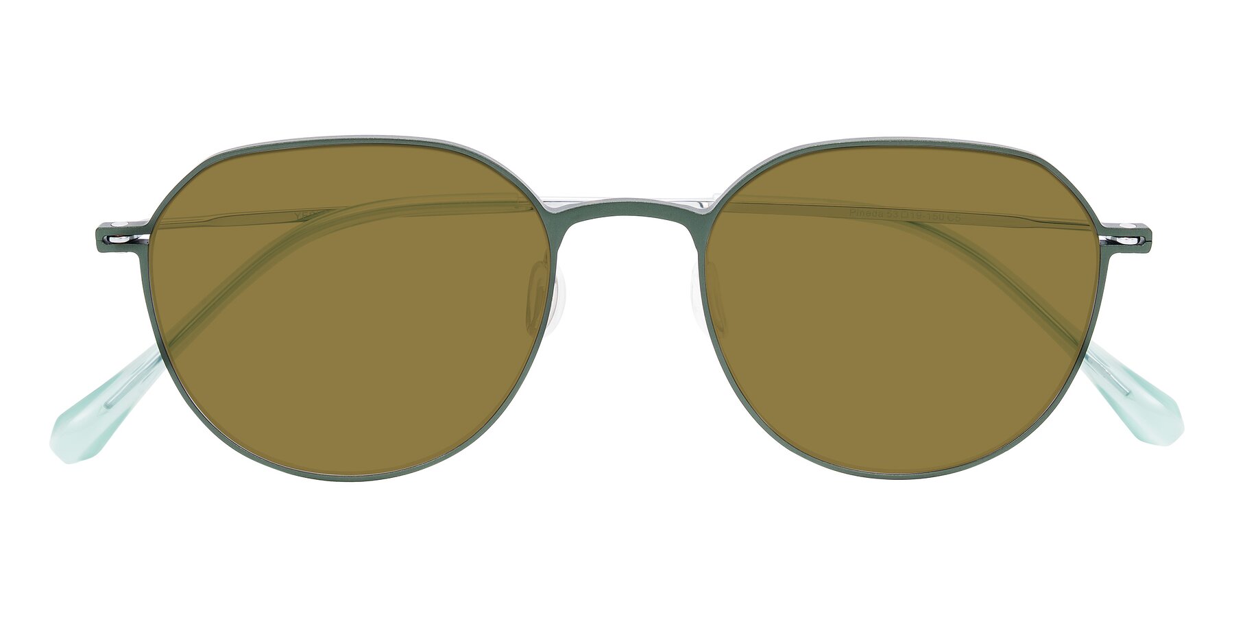 Folded Front of Pineda in Dark Green/Silver with Brown Polarized Lenses