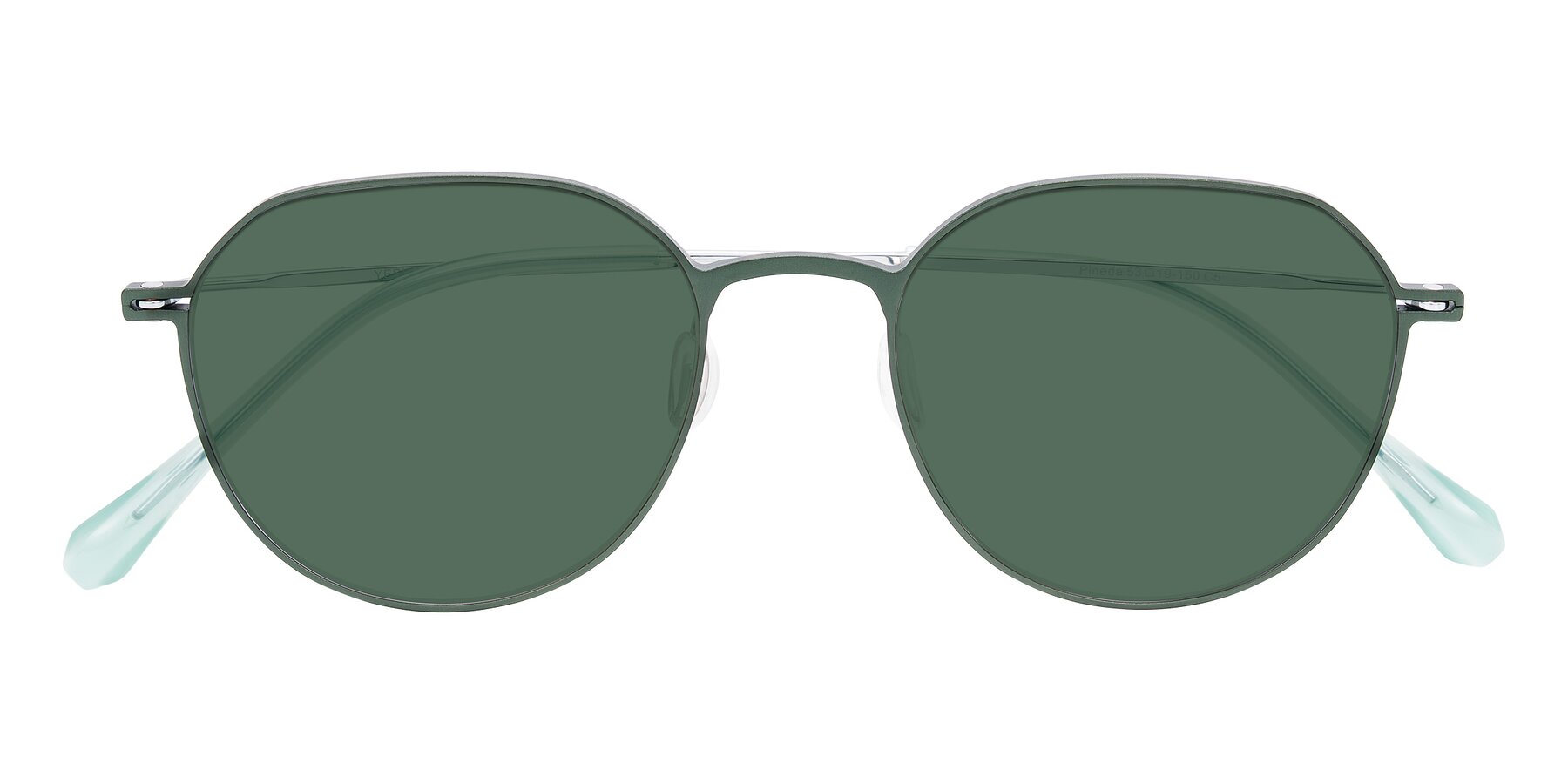 Folded Front of Pineda in Dark Green/Silver with Green Polarized Lenses