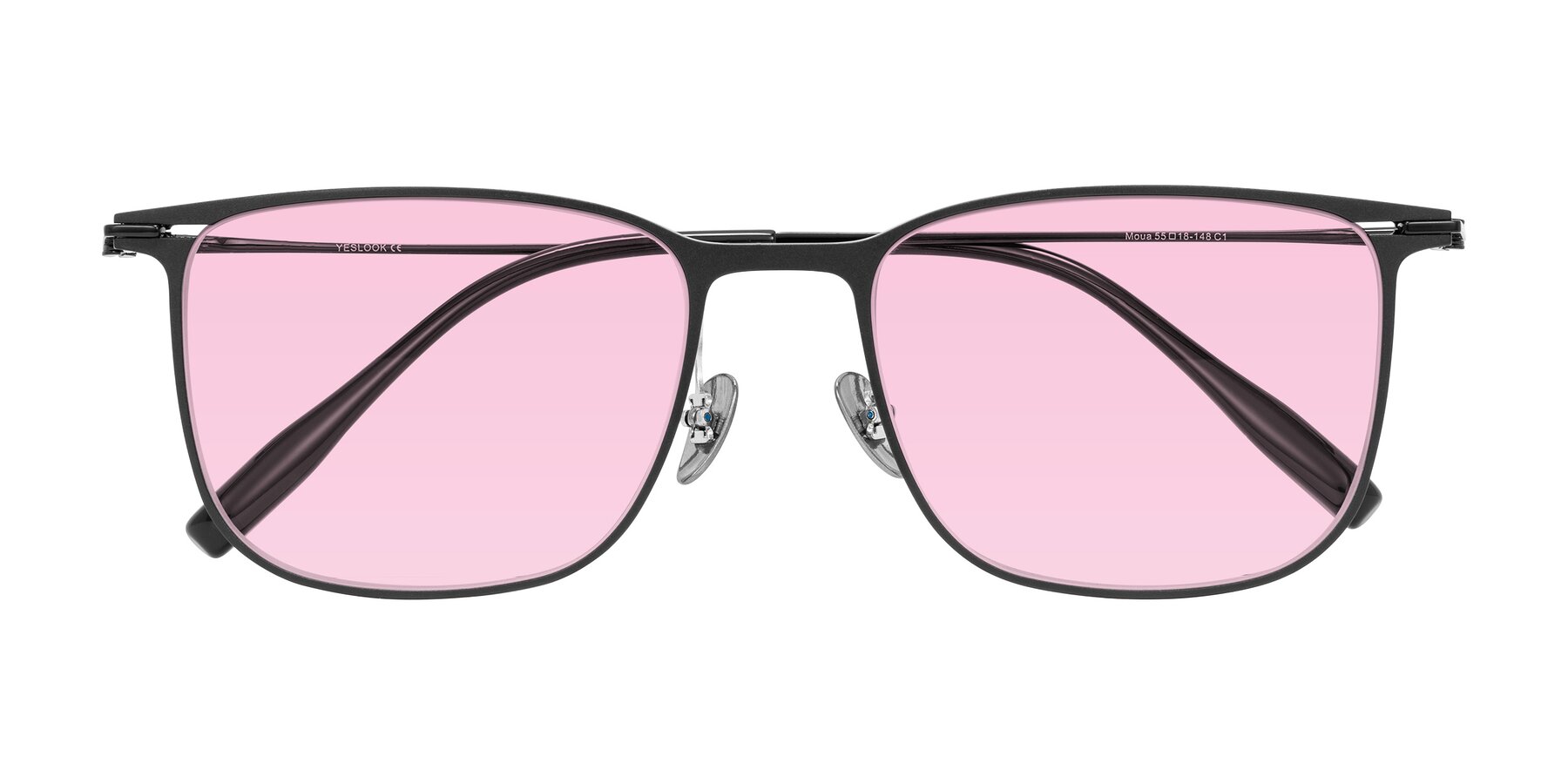 Folded Front of Moua in Black with Light Pink Tinted Lenses