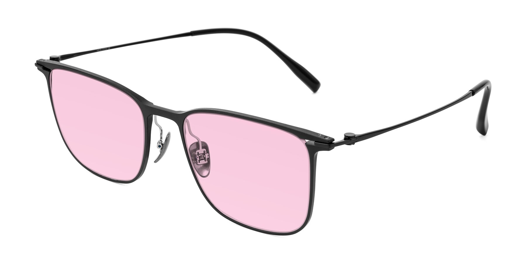 Angle of Moua in Black with Light Pink Tinted Lenses