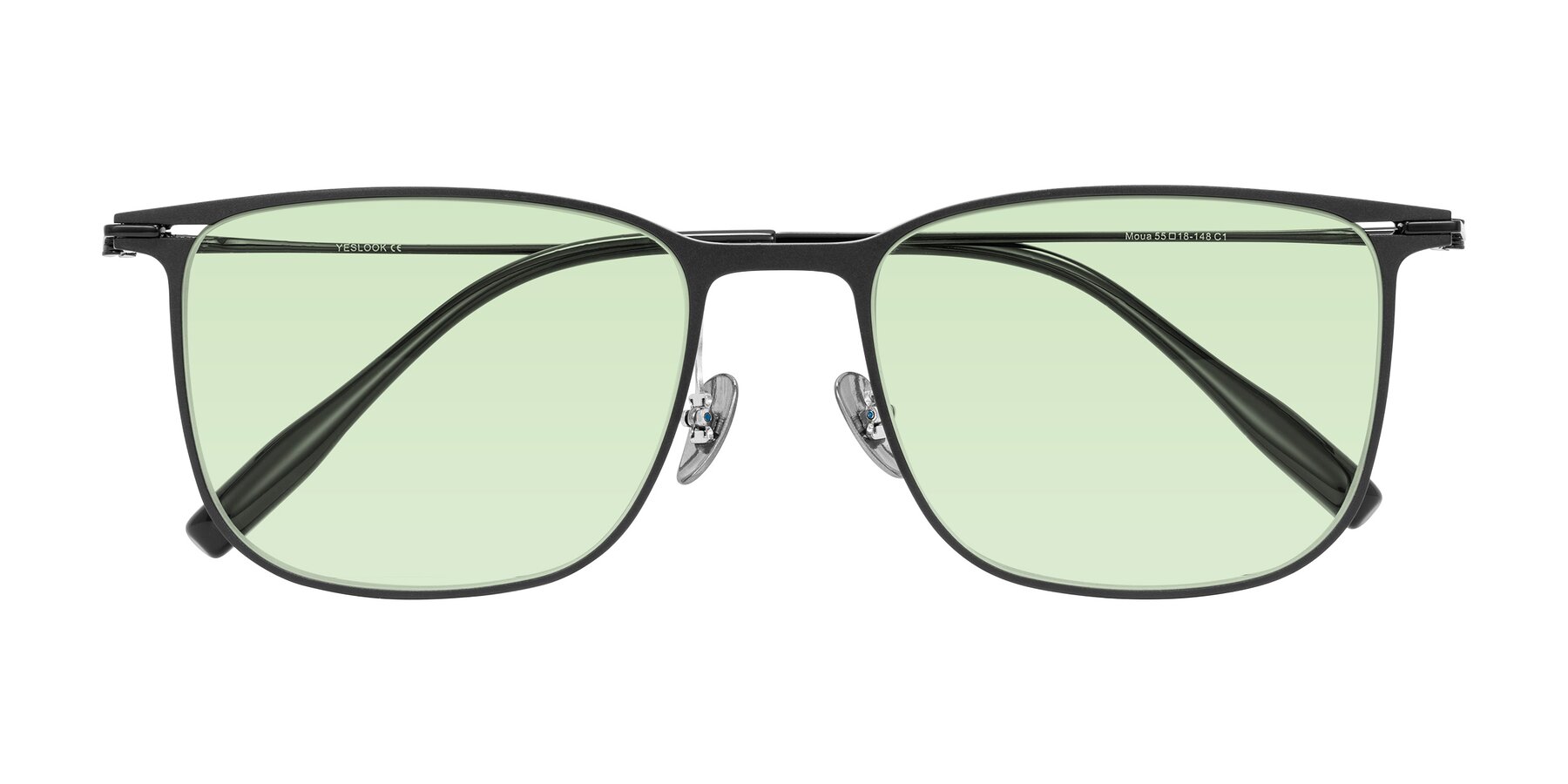 Folded Front of Moua in Black with Light Green Tinted Lenses