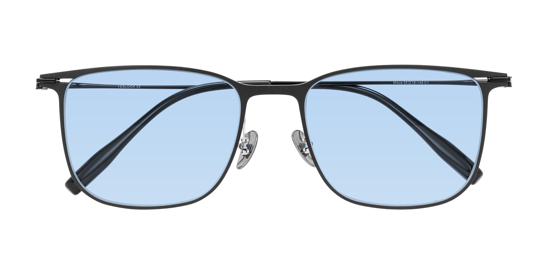 Folded Front of Moua in Black with Light Blue Tinted Lenses