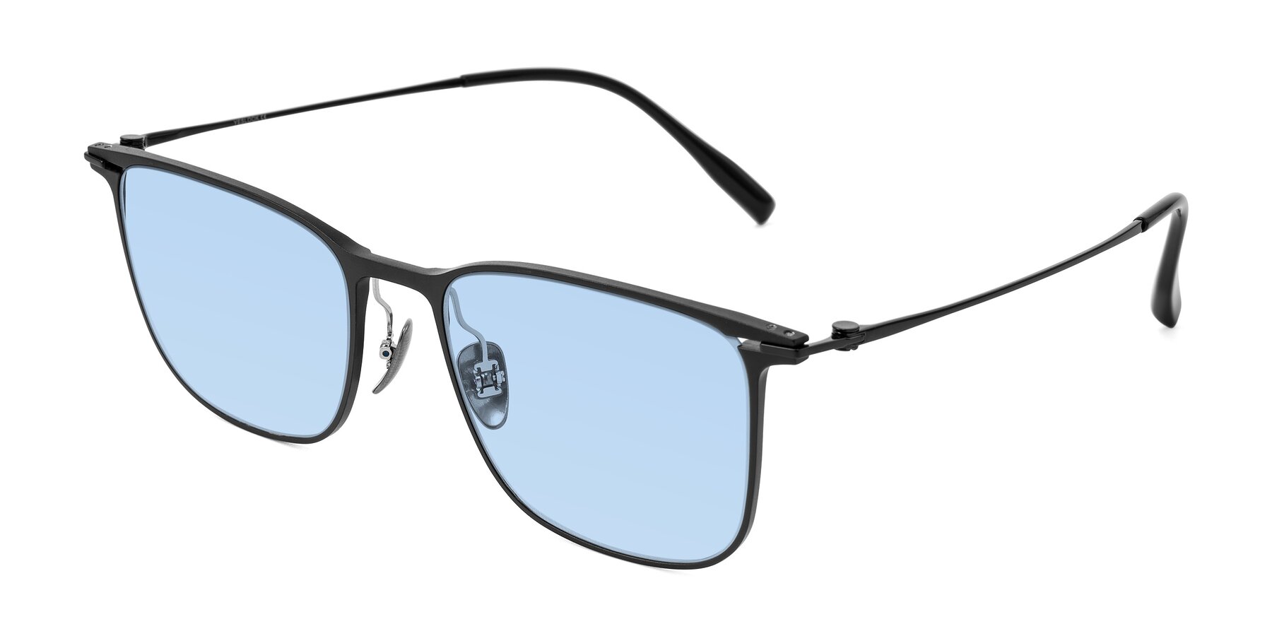 Angle of Moua in Black with Light Blue Tinted Lenses