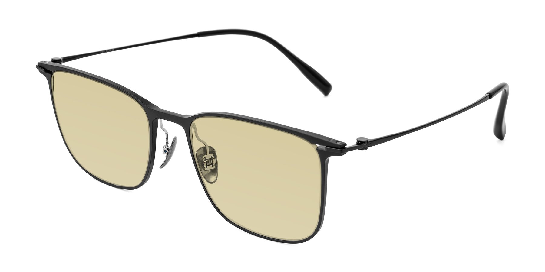Angle of Moua in Black with Light Champagne Tinted Lenses