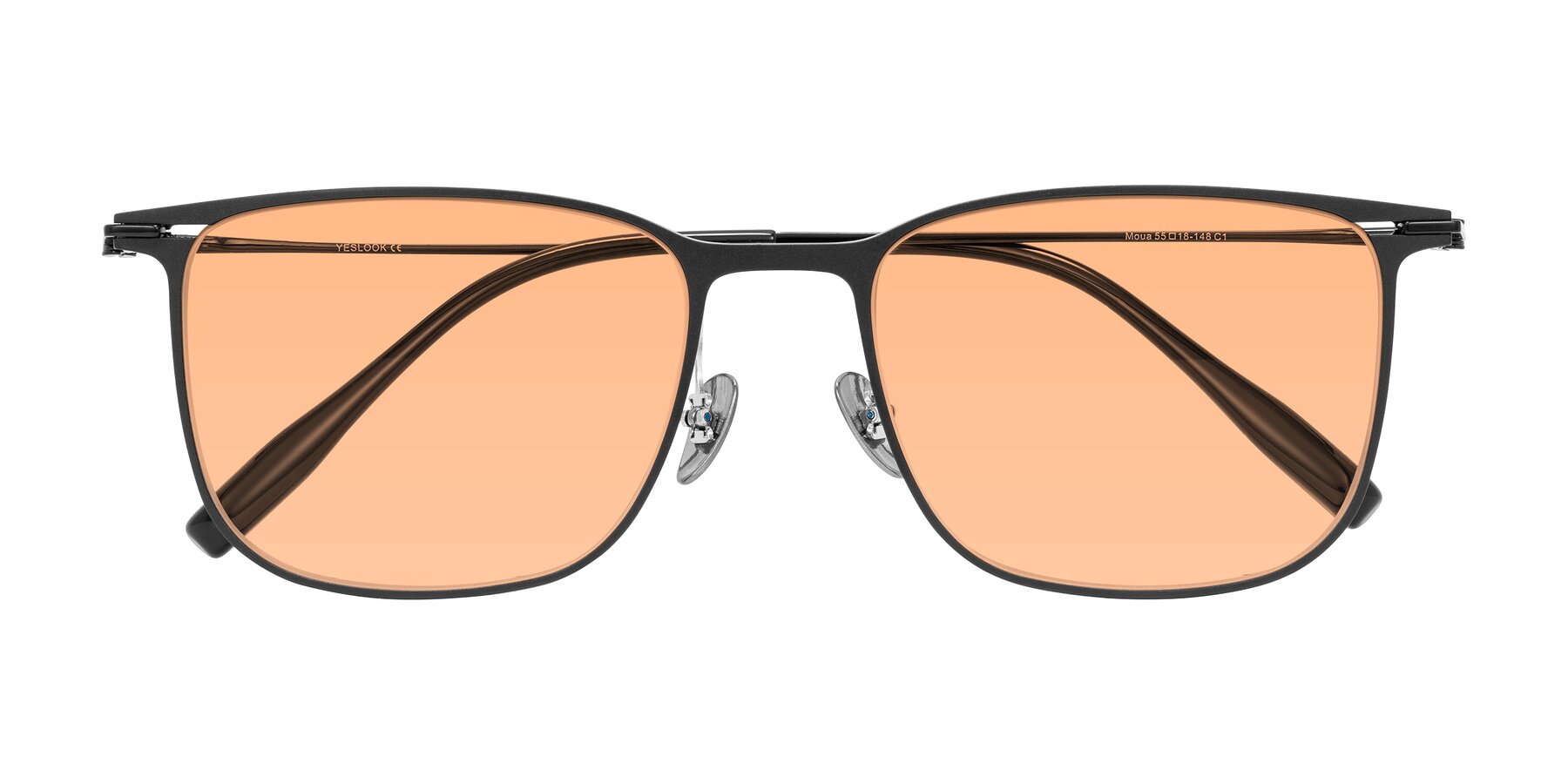 Folded Front of Moua in Black with Light Orange Tinted Lenses