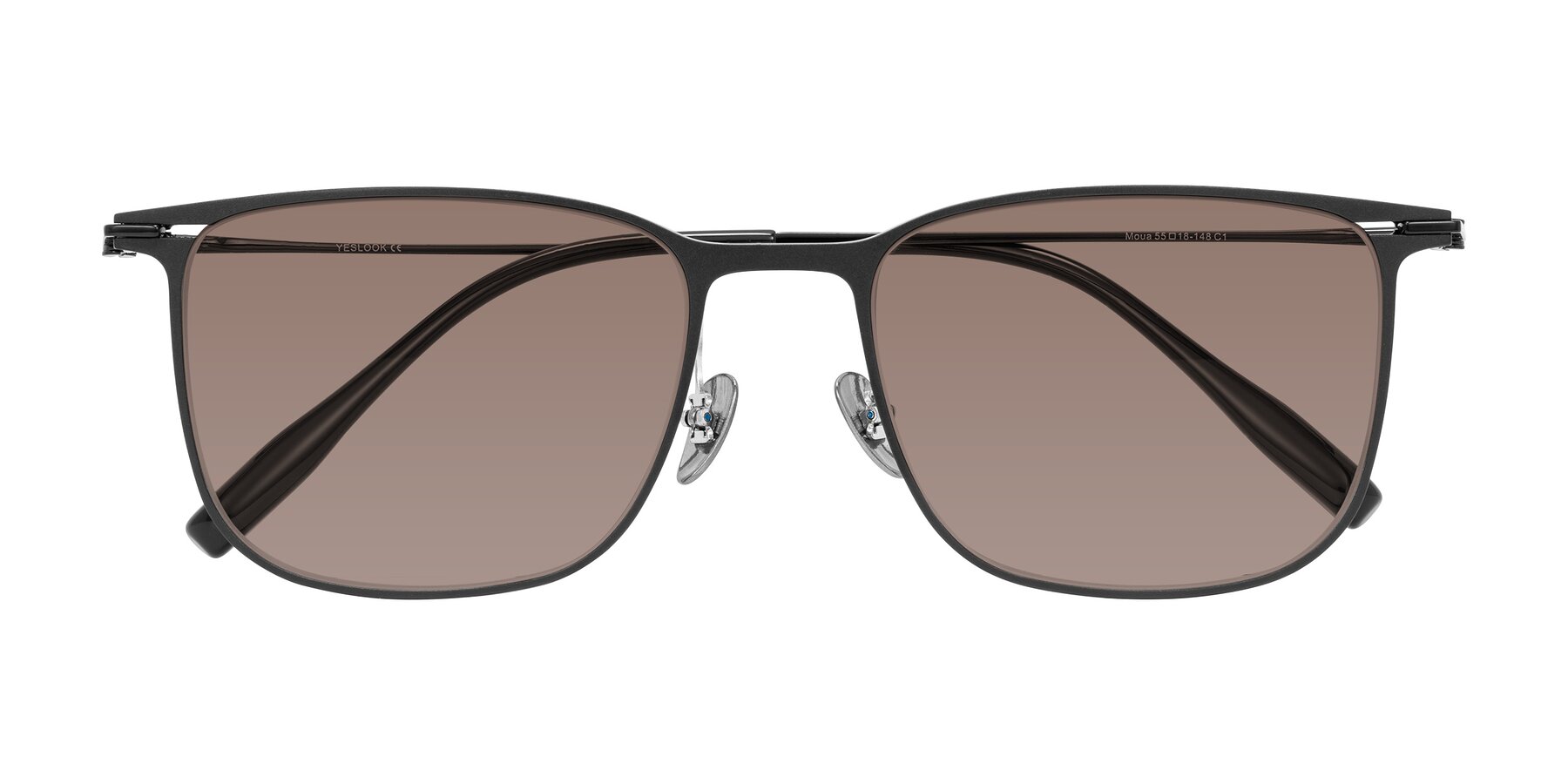 Folded Front of Moua in Black with Medium Brown Tinted Lenses
