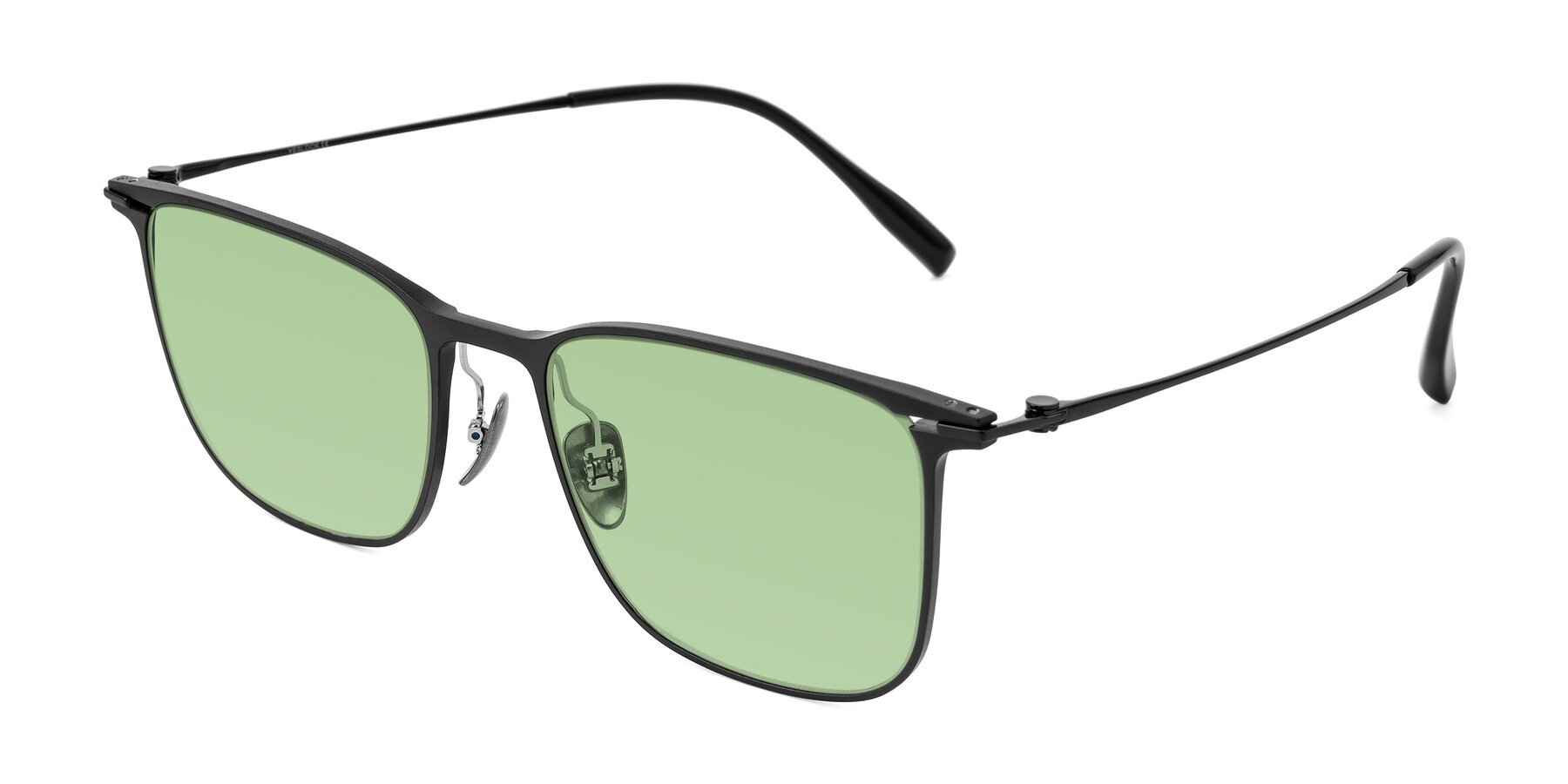Angle of Moua in Black with Medium Green Tinted Lenses