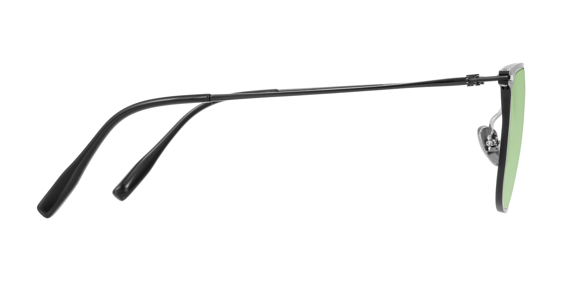 Side of Moua in Black with Medium Green Tinted Lenses