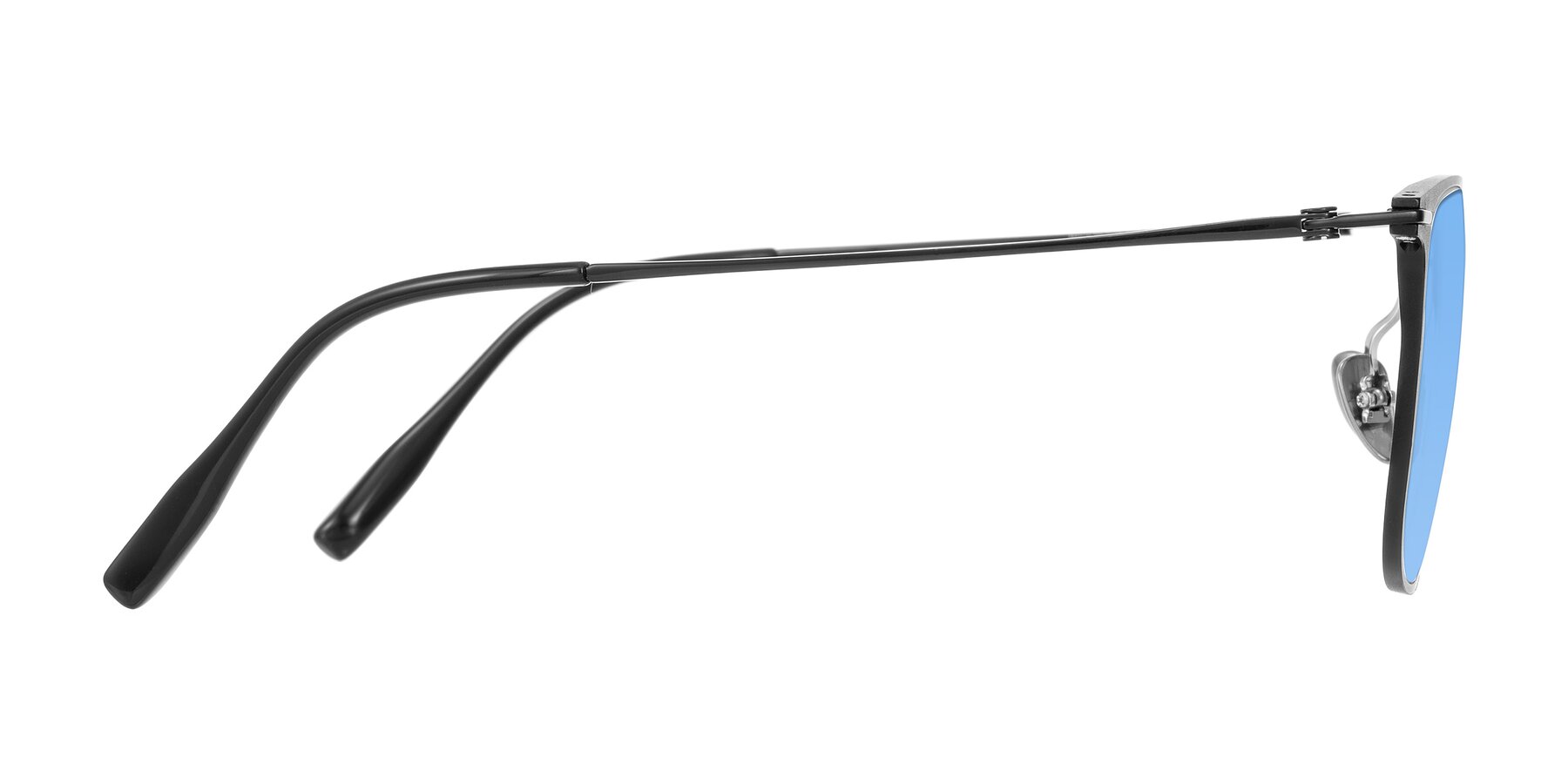 Side of Moua in Black with Medium Blue Tinted Lenses