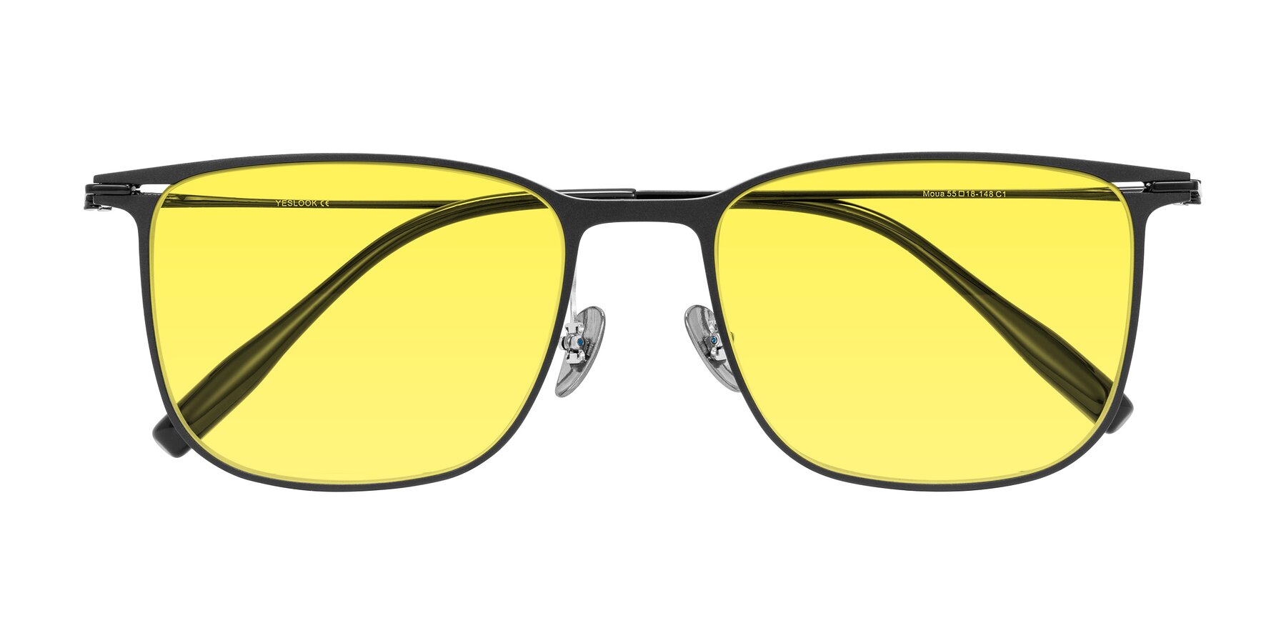 Folded Front of Moua in Black with Medium Yellow Tinted Lenses