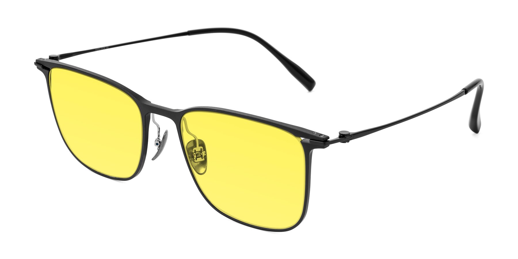 Angle of Moua in Black with Medium Yellow Tinted Lenses