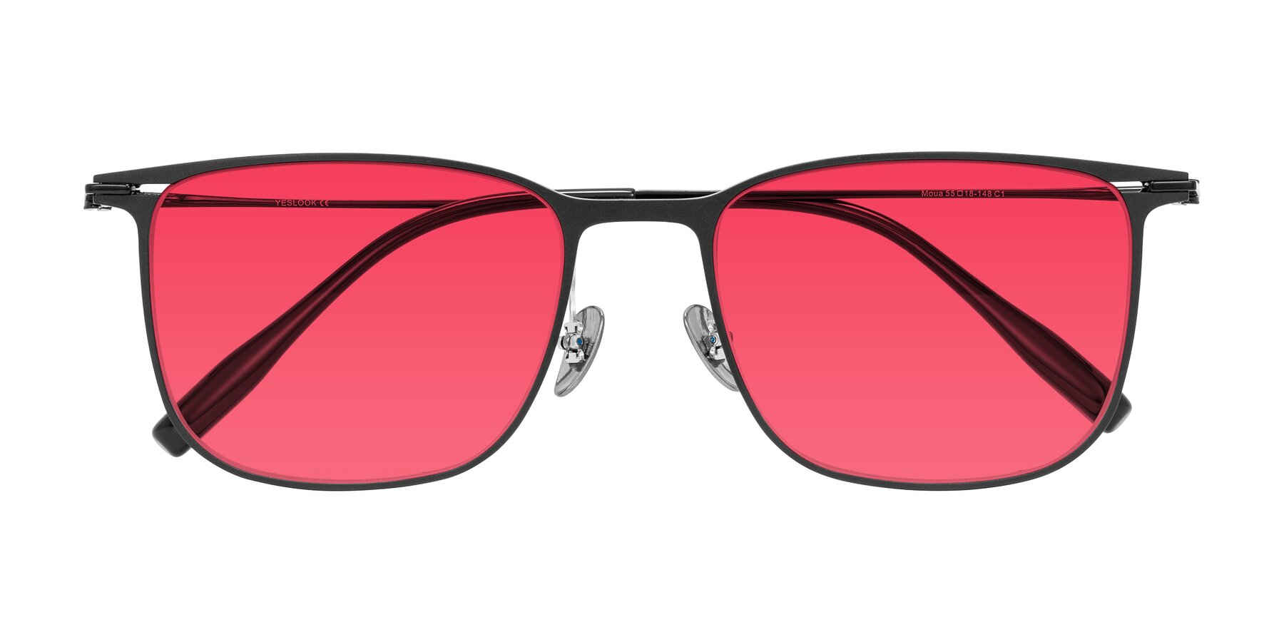 Folded Front of Moua in Black with Red Tinted Lenses