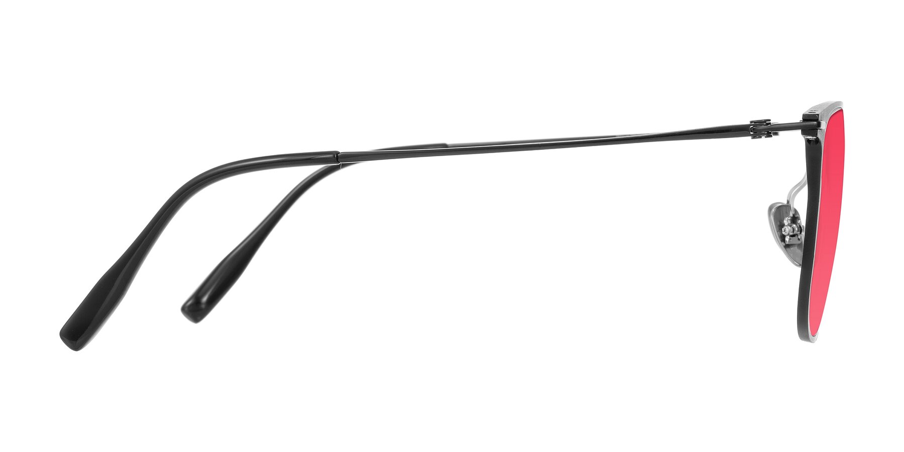 Side of Moua in Black with Red Tinted Lenses