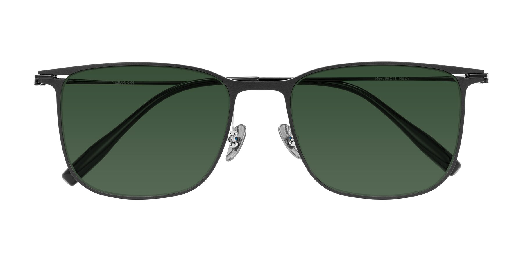 Folded Front of Moua in Black with Green Tinted Lenses