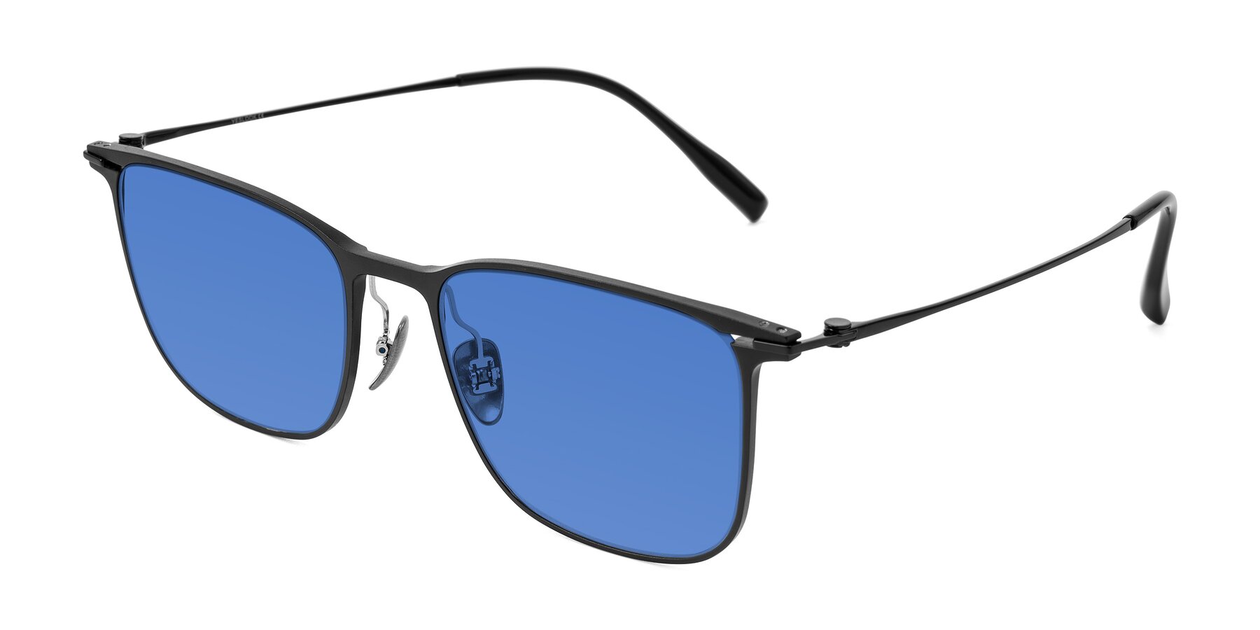 Angle of Moua in Black with Blue Tinted Lenses