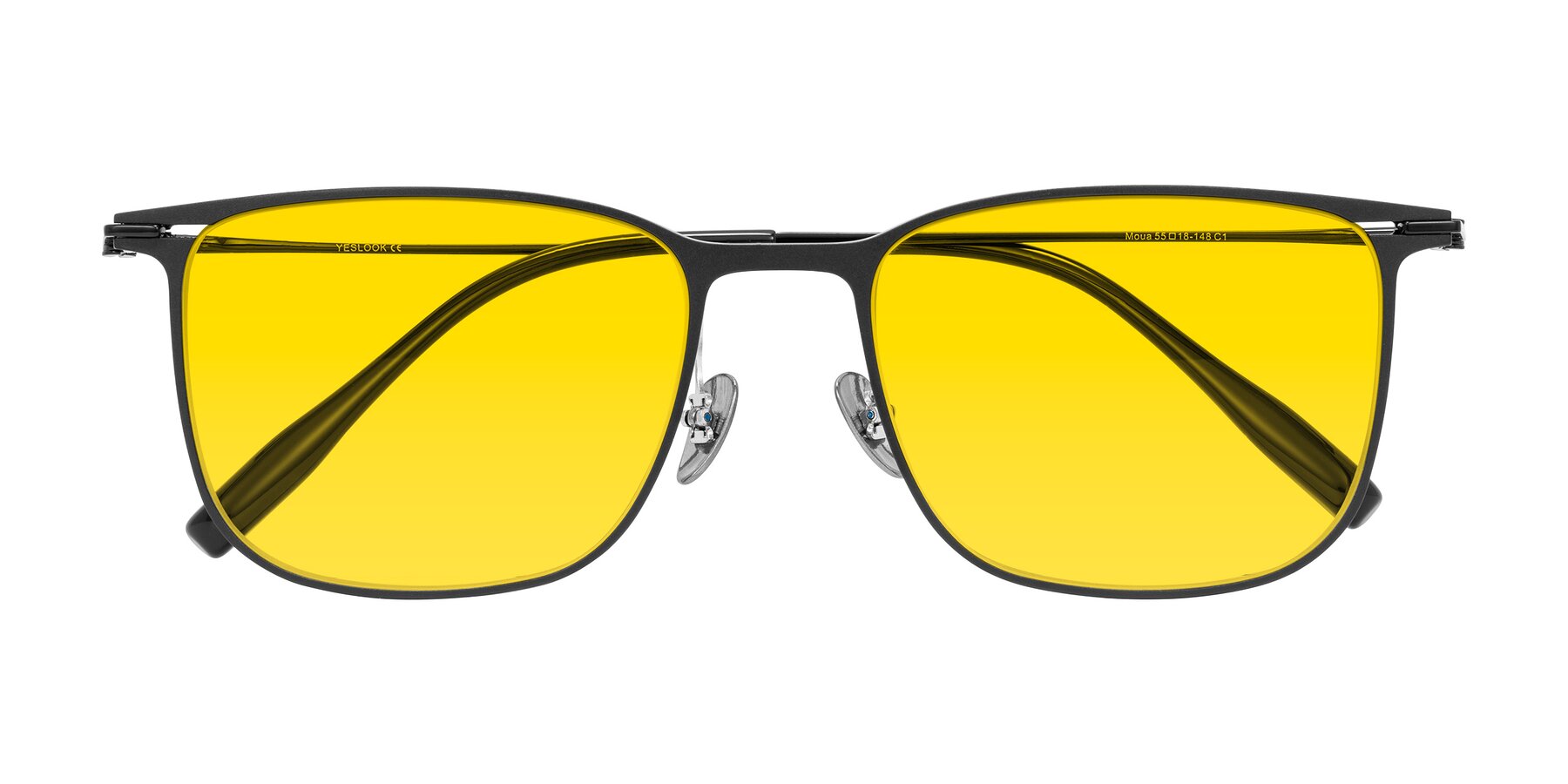 Folded Front of Moua in Black with Yellow Tinted Lenses