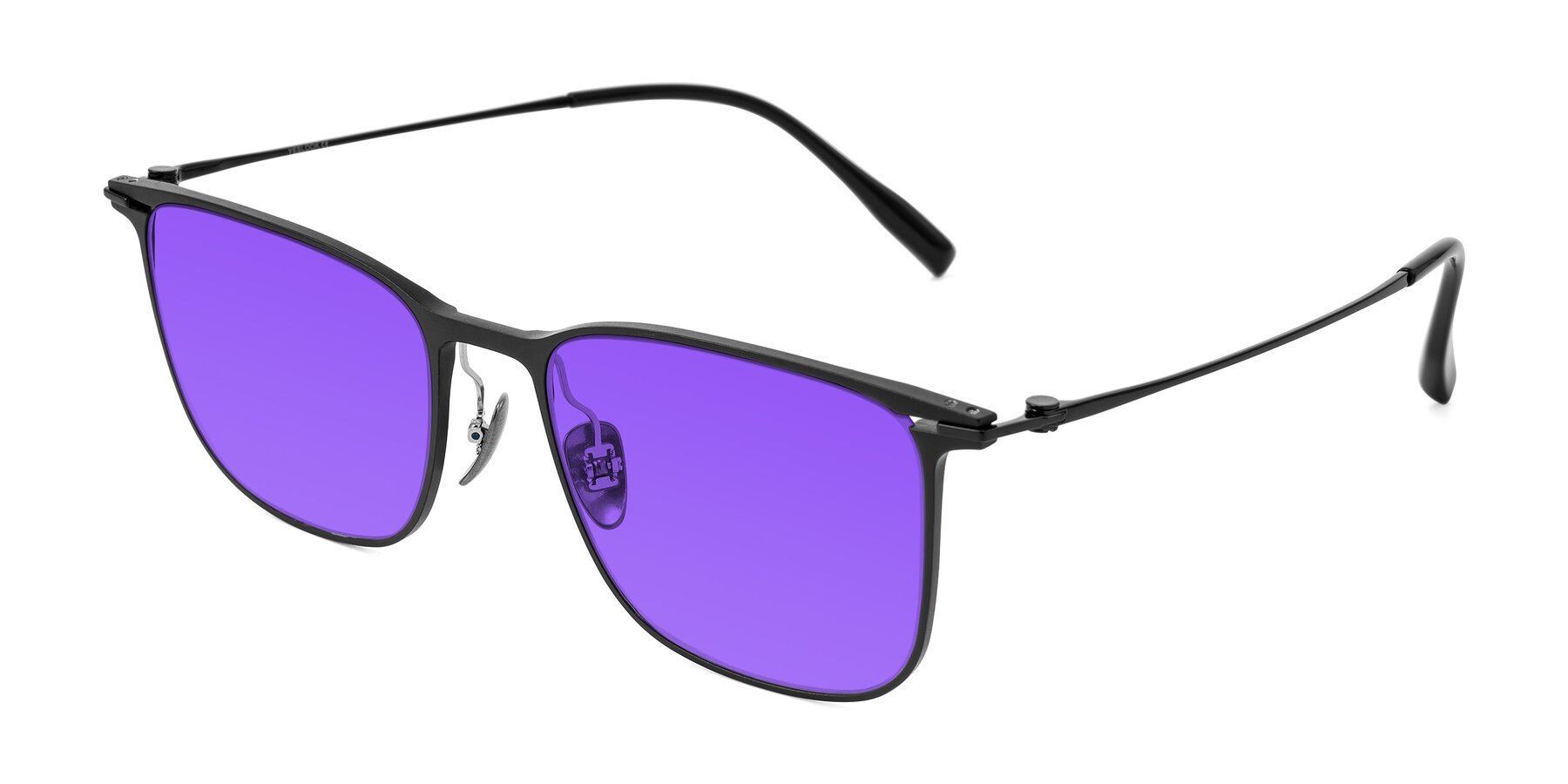 Angle of Moua in Black with Purple Tinted Lenses