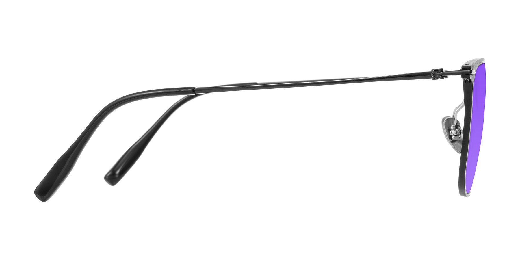 Side of Moua in Black with Purple Tinted Lenses