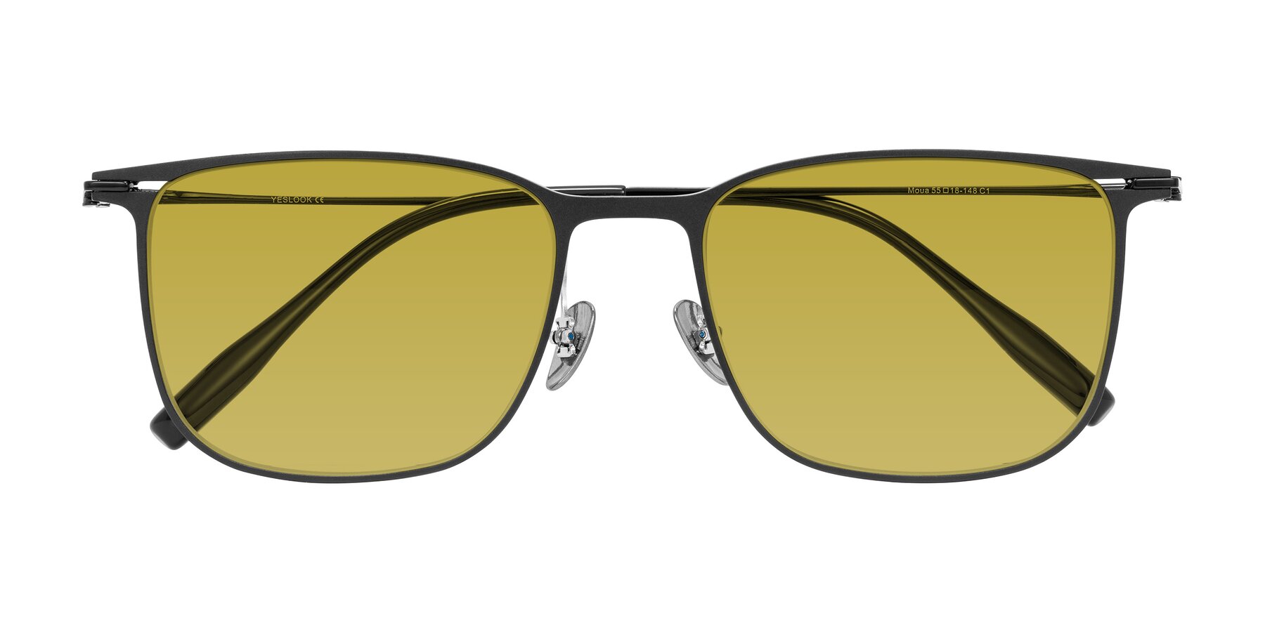 Folded Front of Moua in Black with Champagne Tinted Lenses