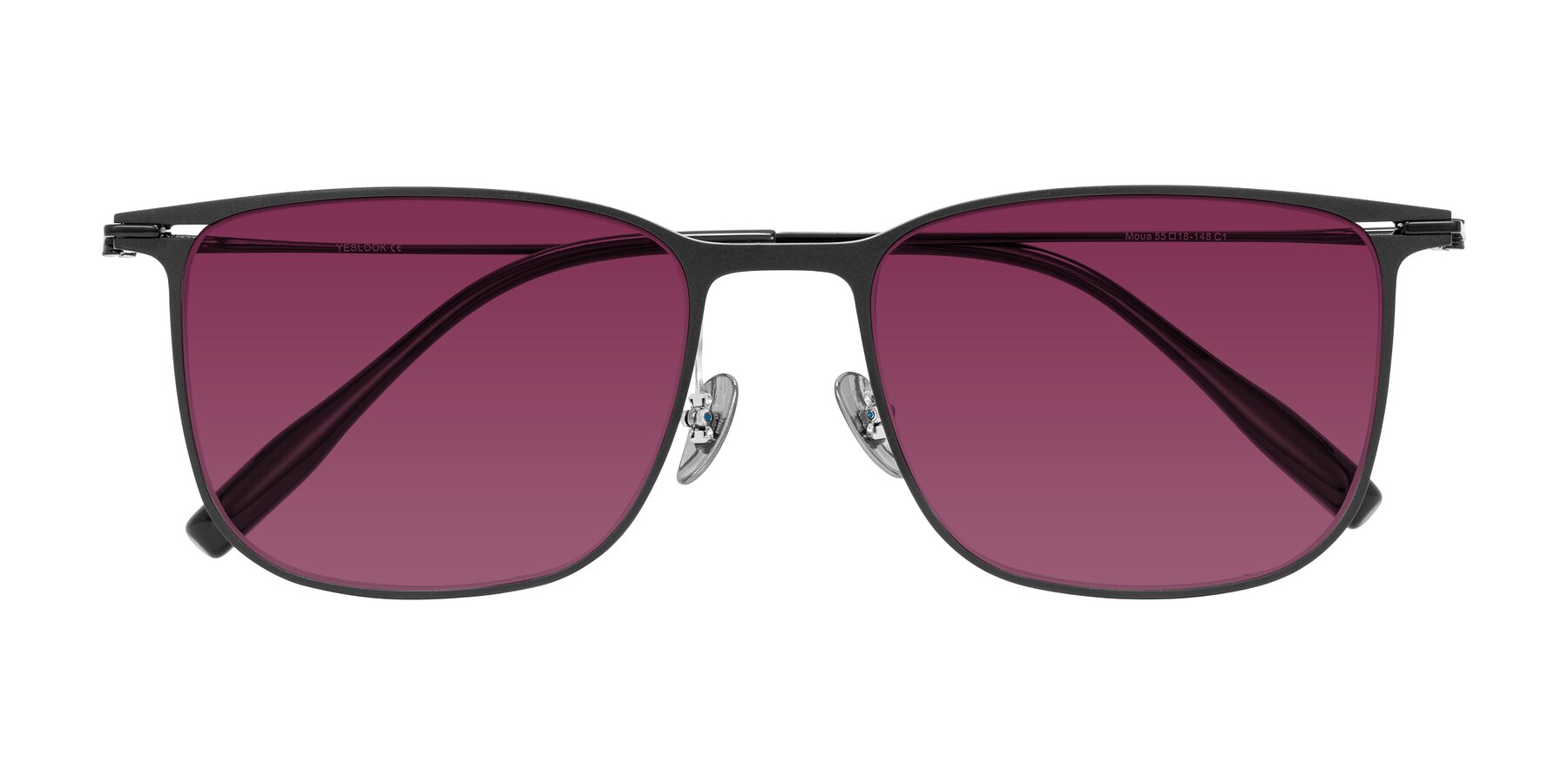 Folded Front of Moua in Black with Wine Tinted Lenses