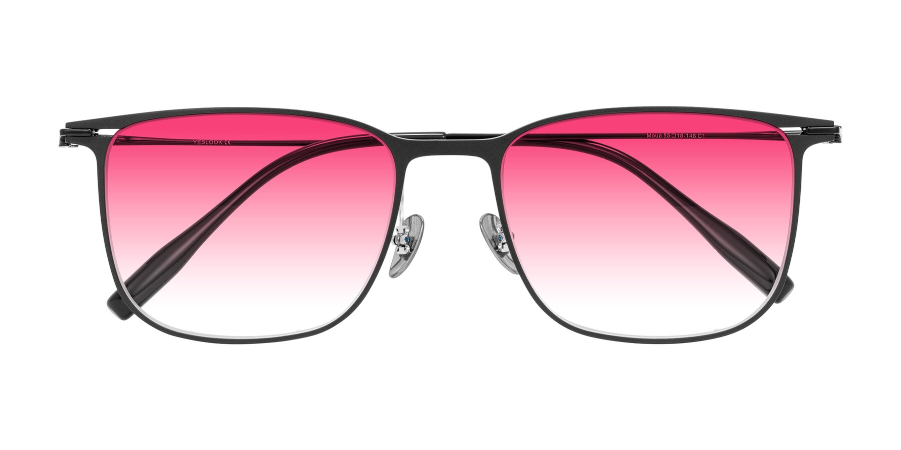 Folded Front of Moua in Black with Pink Gradient Lenses