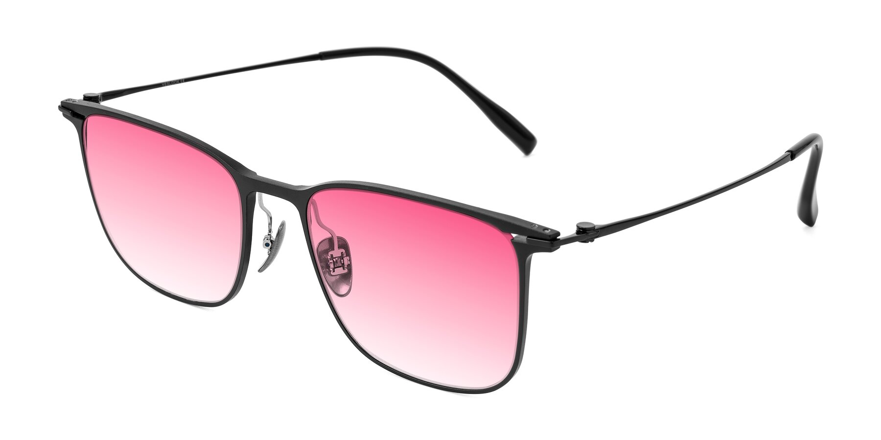 Angle of Moua in Black with Pink Gradient Lenses