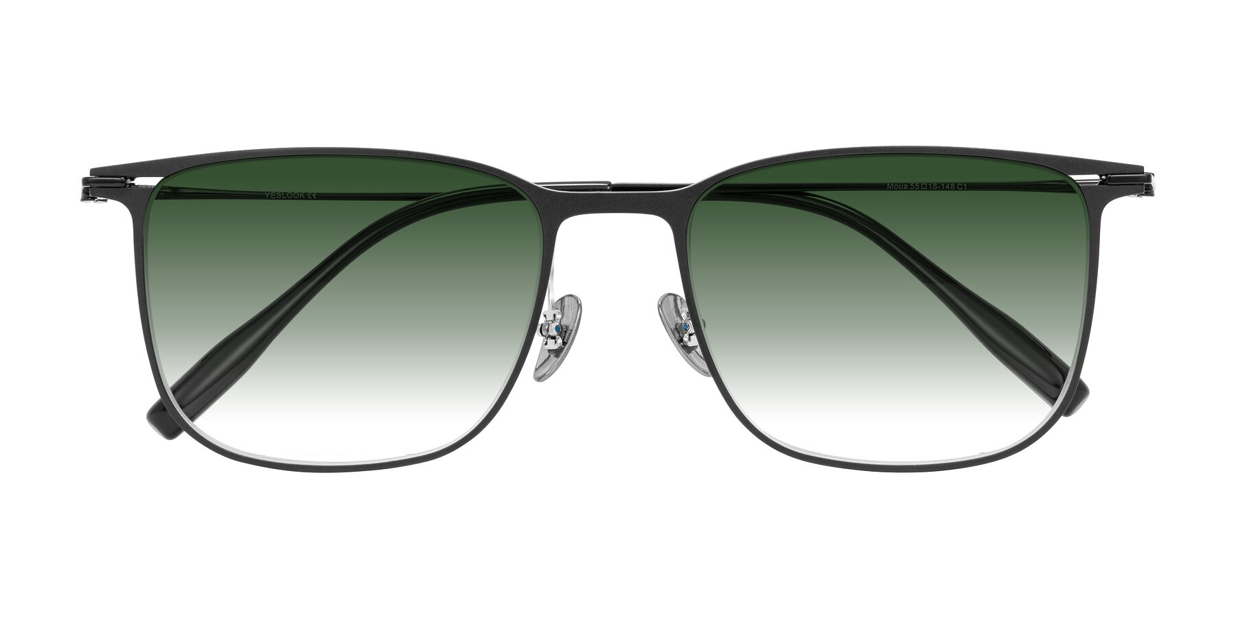 Folded Front of Moua in Black with Green Gradient Lenses
