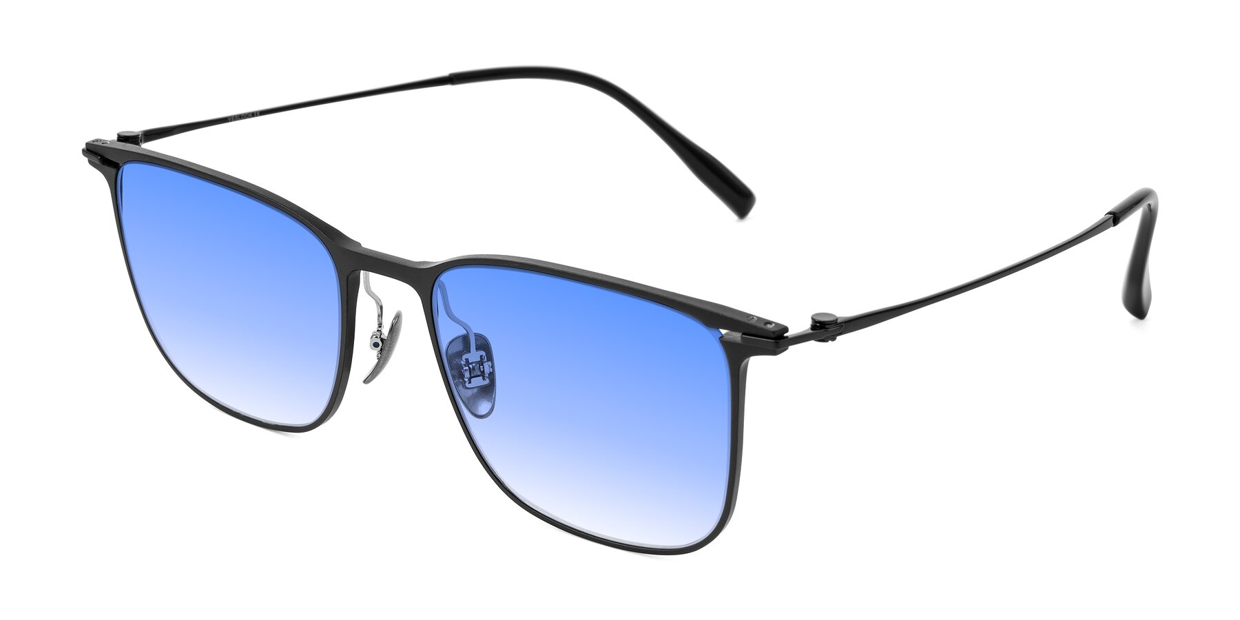 Angle of Moua in Black with Blue Gradient Lenses
