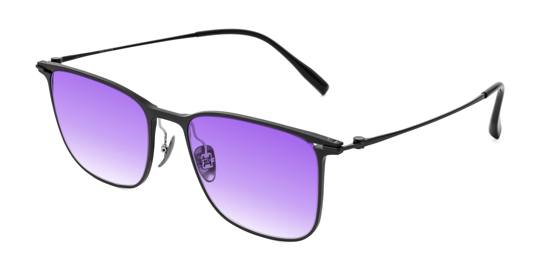 Angle of Moua in Black with Purple Gradient Lenses