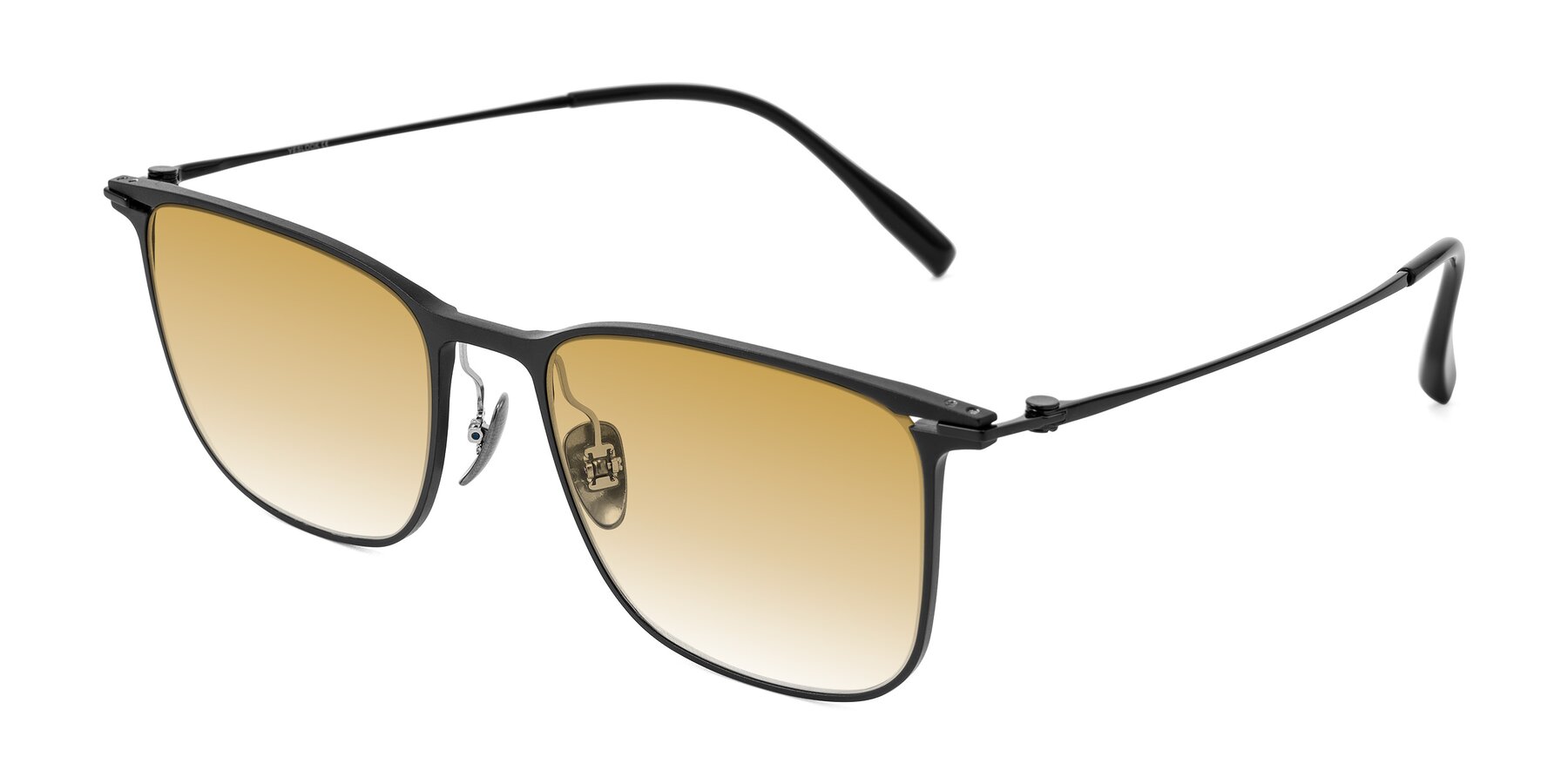 Angle of Moua in Black with Champagne Gradient Lenses
