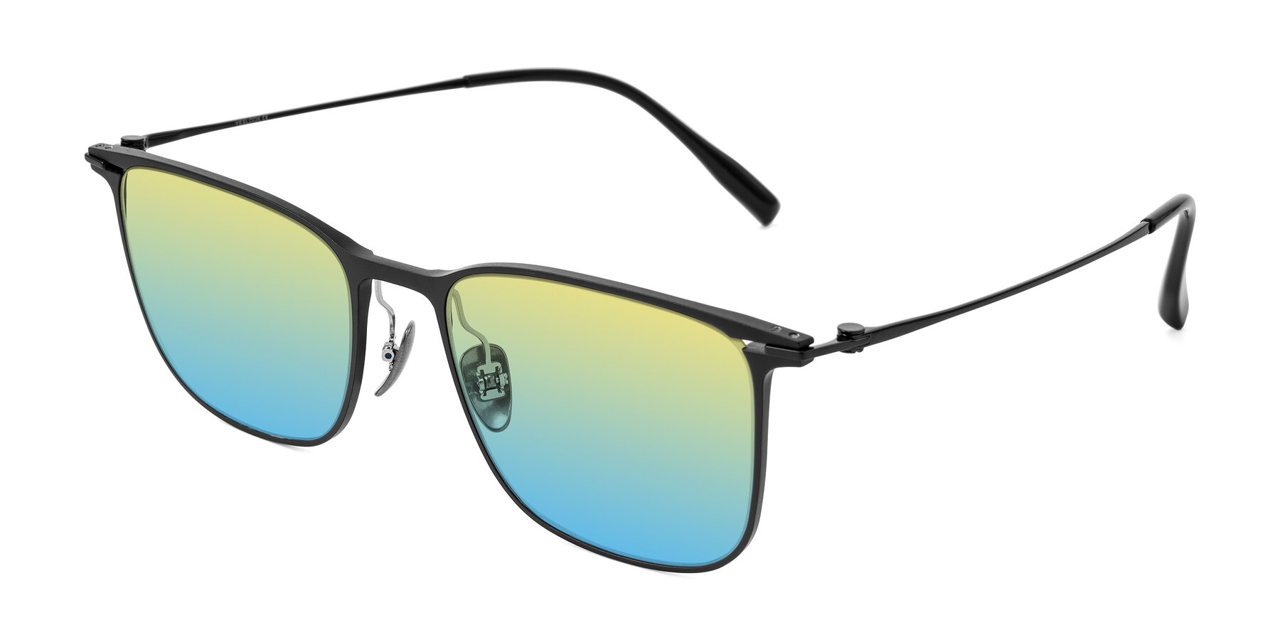 Angle of Moua in Black with Yellow / Blue Gradient Lenses