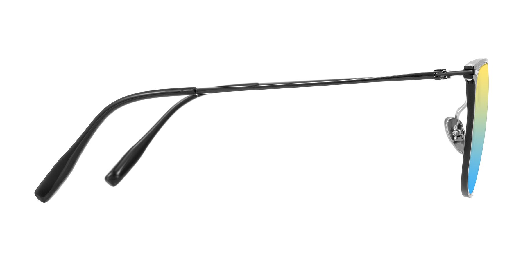 Side of Moua in Black with Yellow / Blue Gradient Lenses