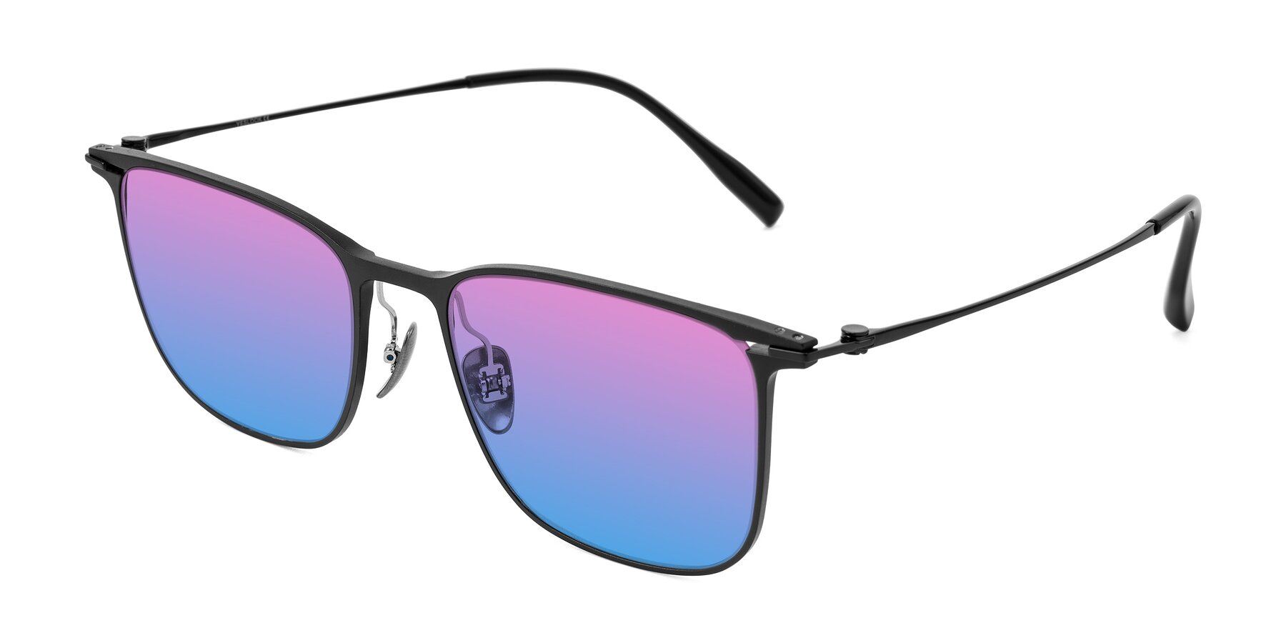 Angle of Moua in Black with Pink / Blue Gradient Lenses