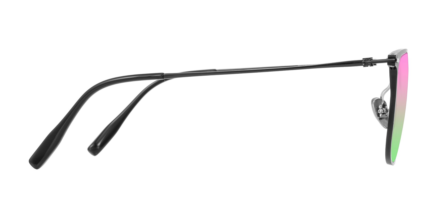 Side of Moua in Black with Pink / Green Gradient Lenses