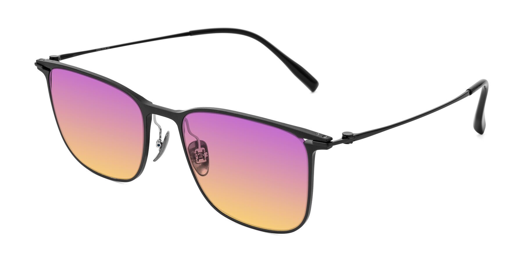 Angle of Moua in Black with Purple / Yellow Gradient Lenses