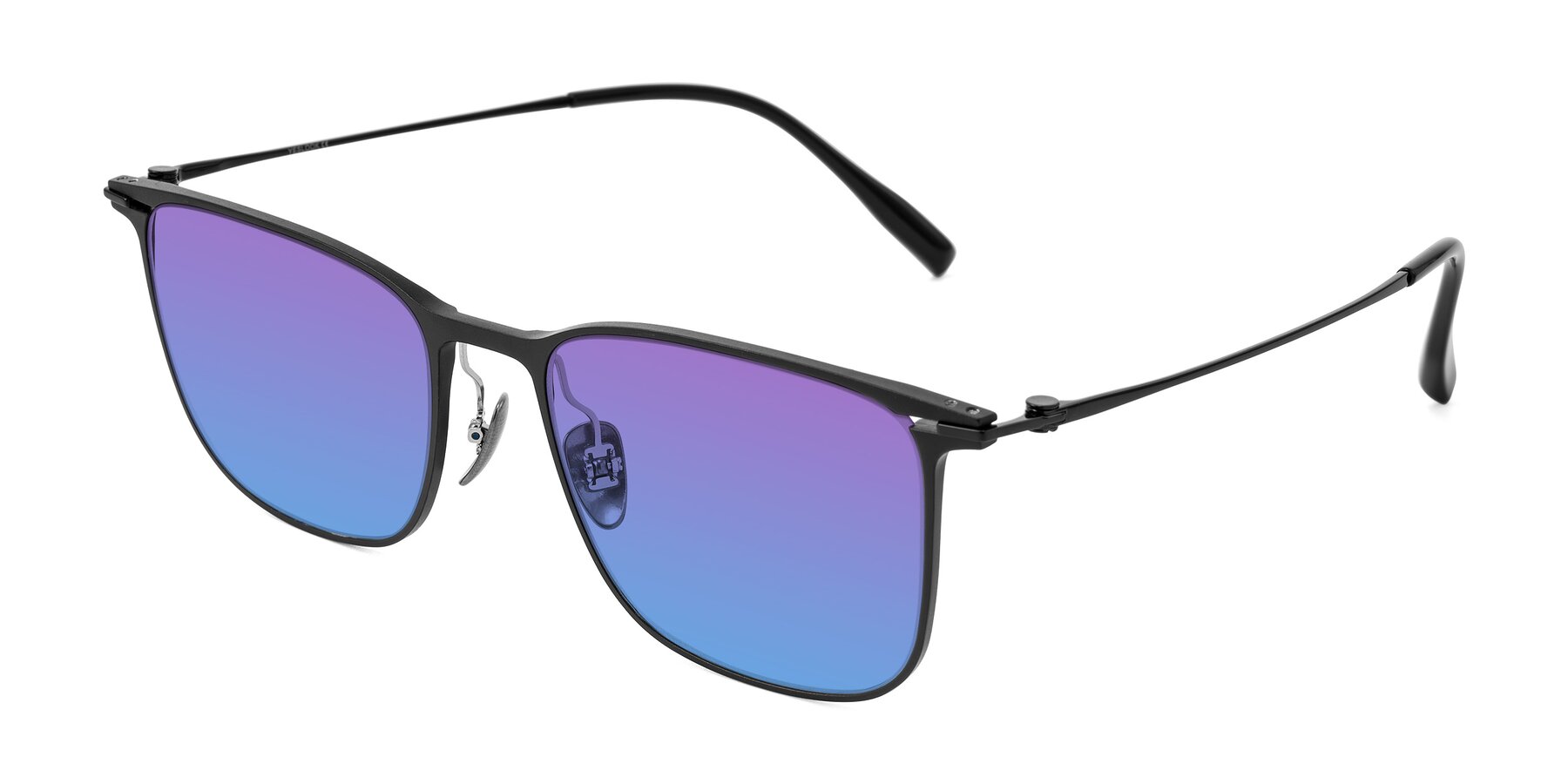 Angle of Moua in Black with Purple / Blue Gradient Lenses