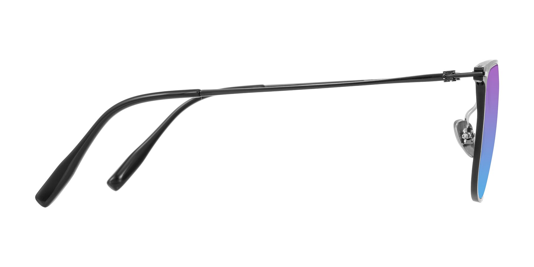 Side of Moua in Black with Purple / Blue Gradient Lenses