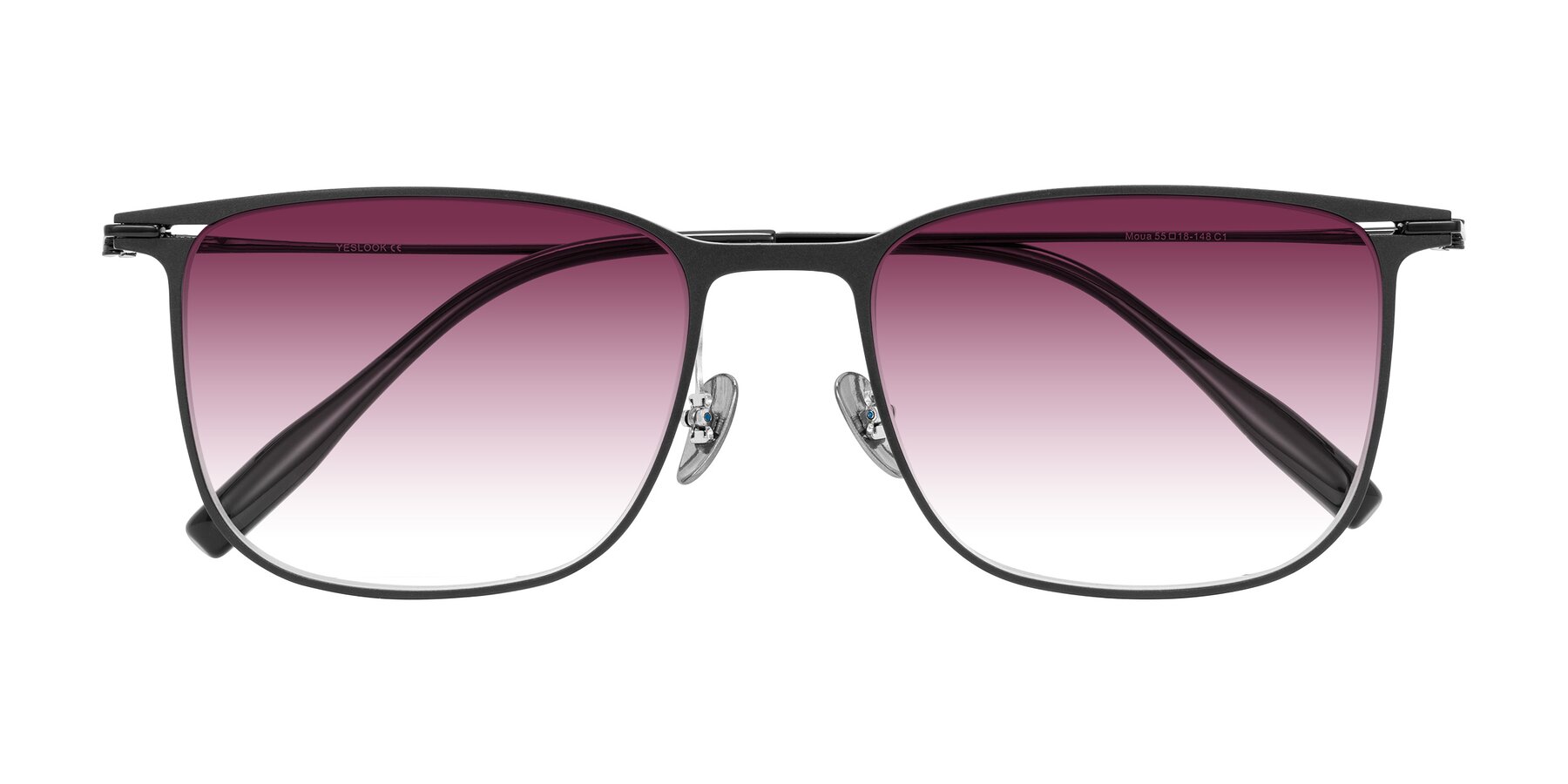 Folded Front of Moua in Black with Wine Gradient Lenses