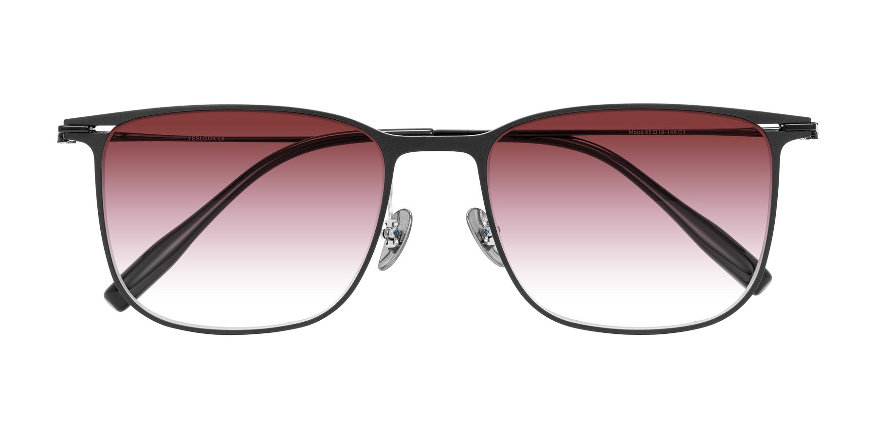 Folded Front of Moua in Black with Garnet Gradient Lenses