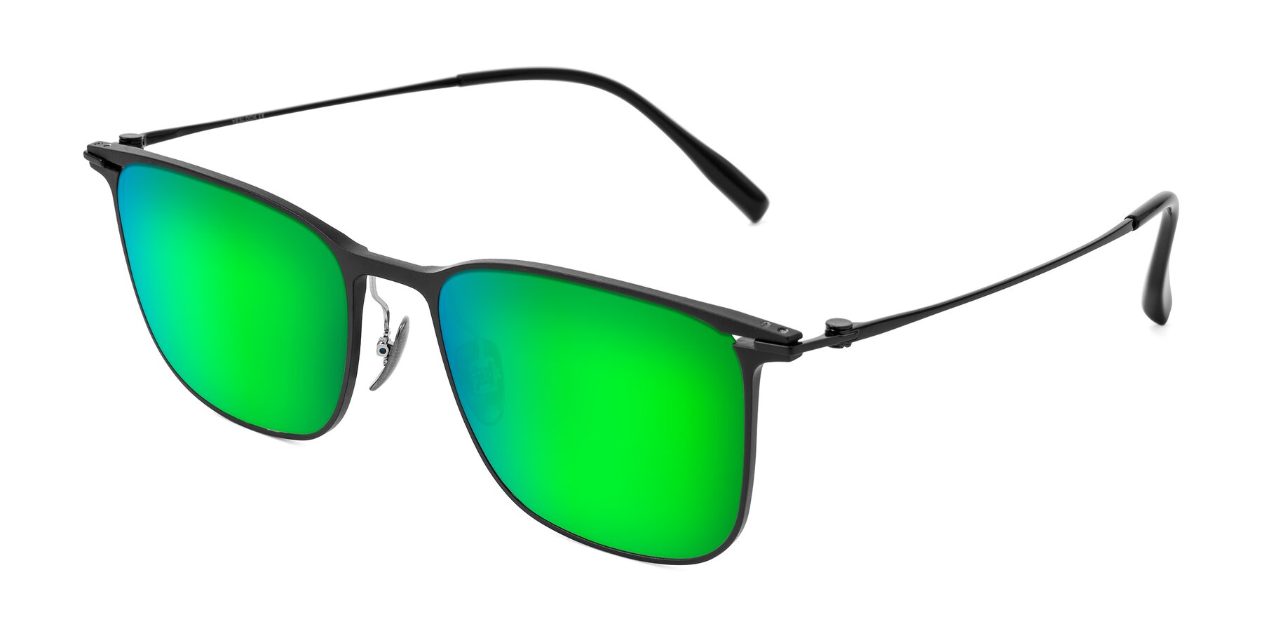 Angle of Moua in Black with Green Mirrored Lenses